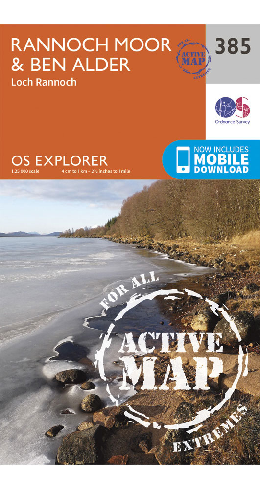 Ordnance Survey Rannoch Moor & Ben Alder   OS Explorer Active 385 Map