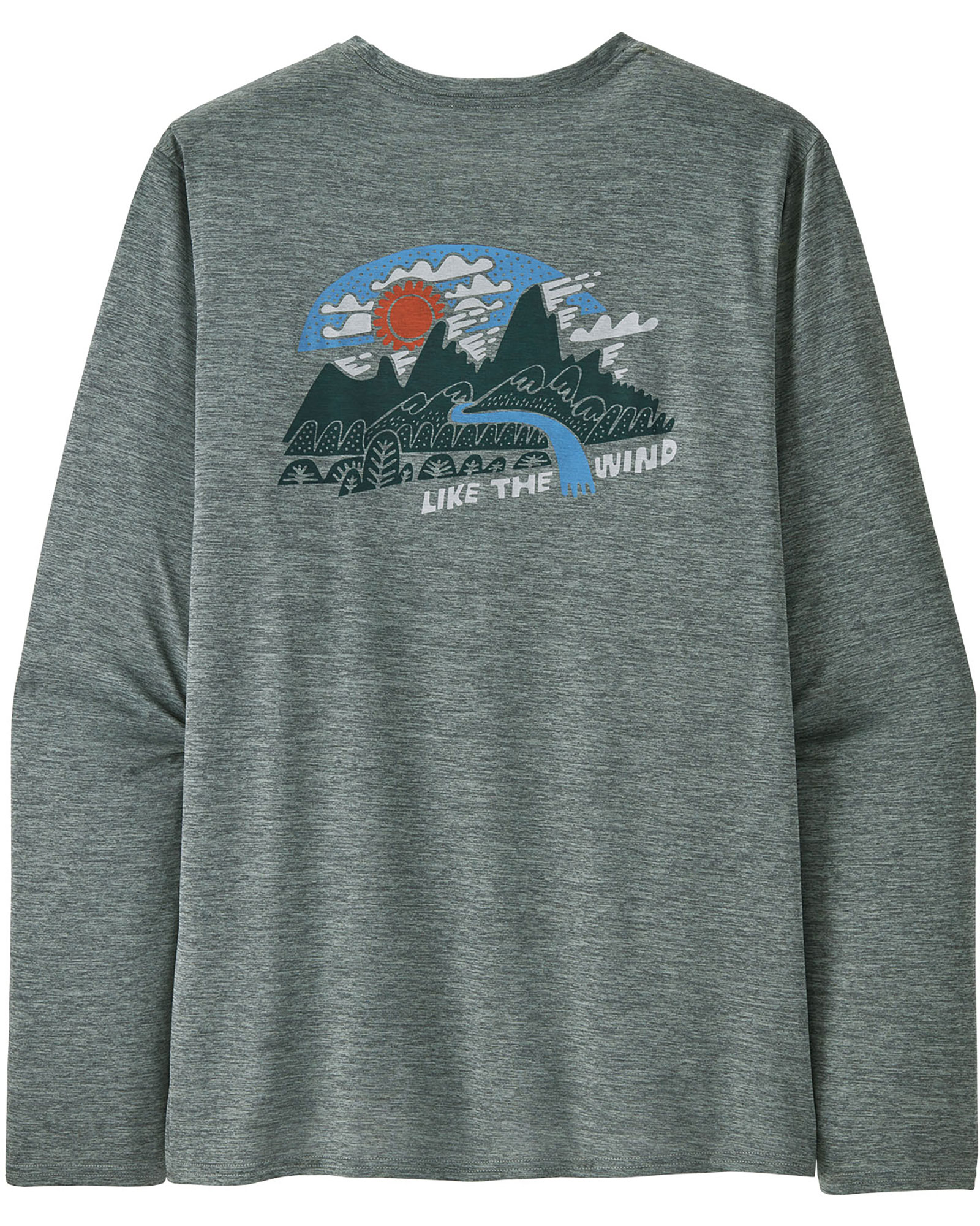 Patagonia Men’s Cap Cool Daily Graphic Long Sleeved Shirt - Like the Wind:Sleet Green X-Dye L