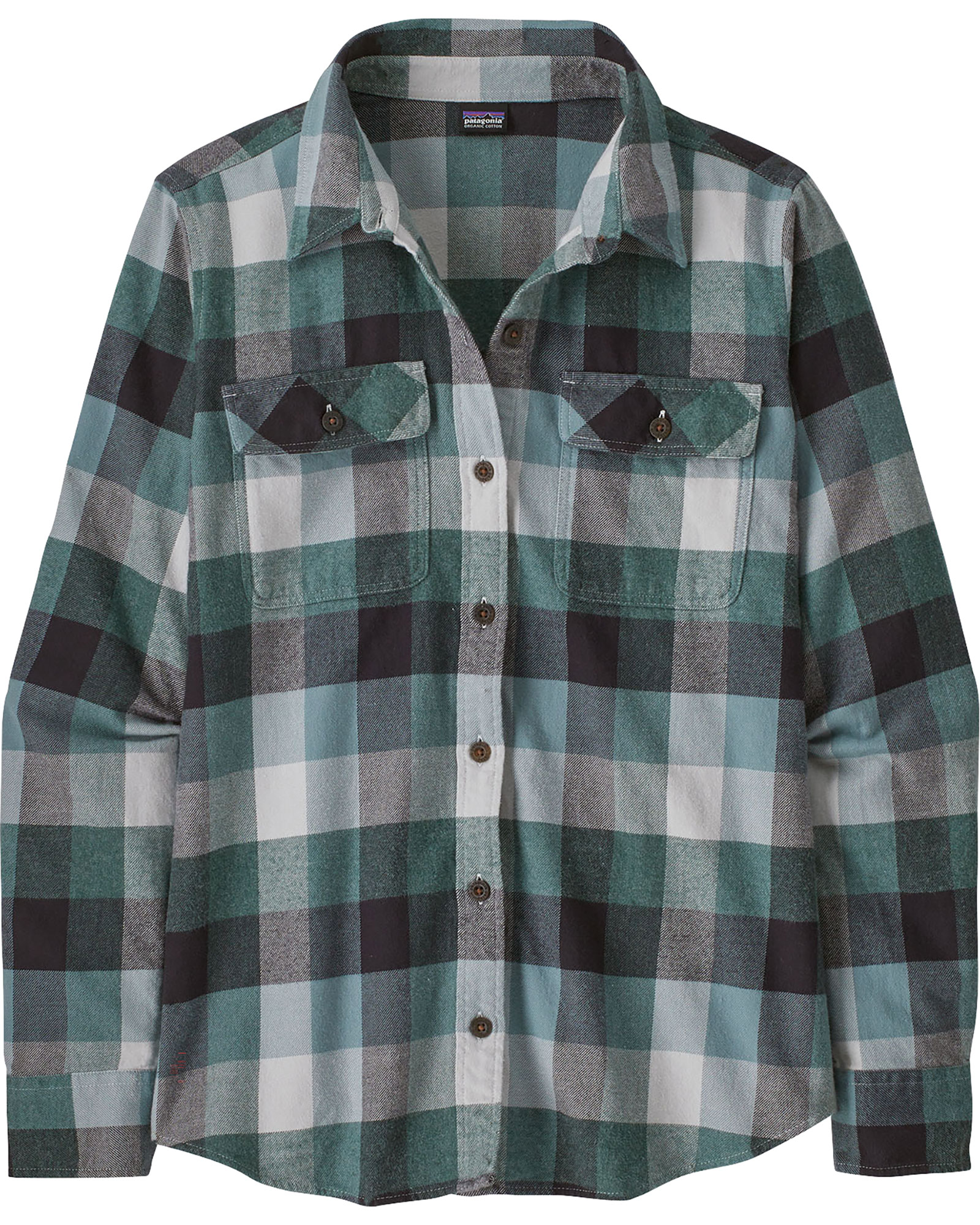 Patagonia Women’s Organic Cotton MW Fjord Flannel Long Sleeved Shirt - Guides: Nouveau Green M