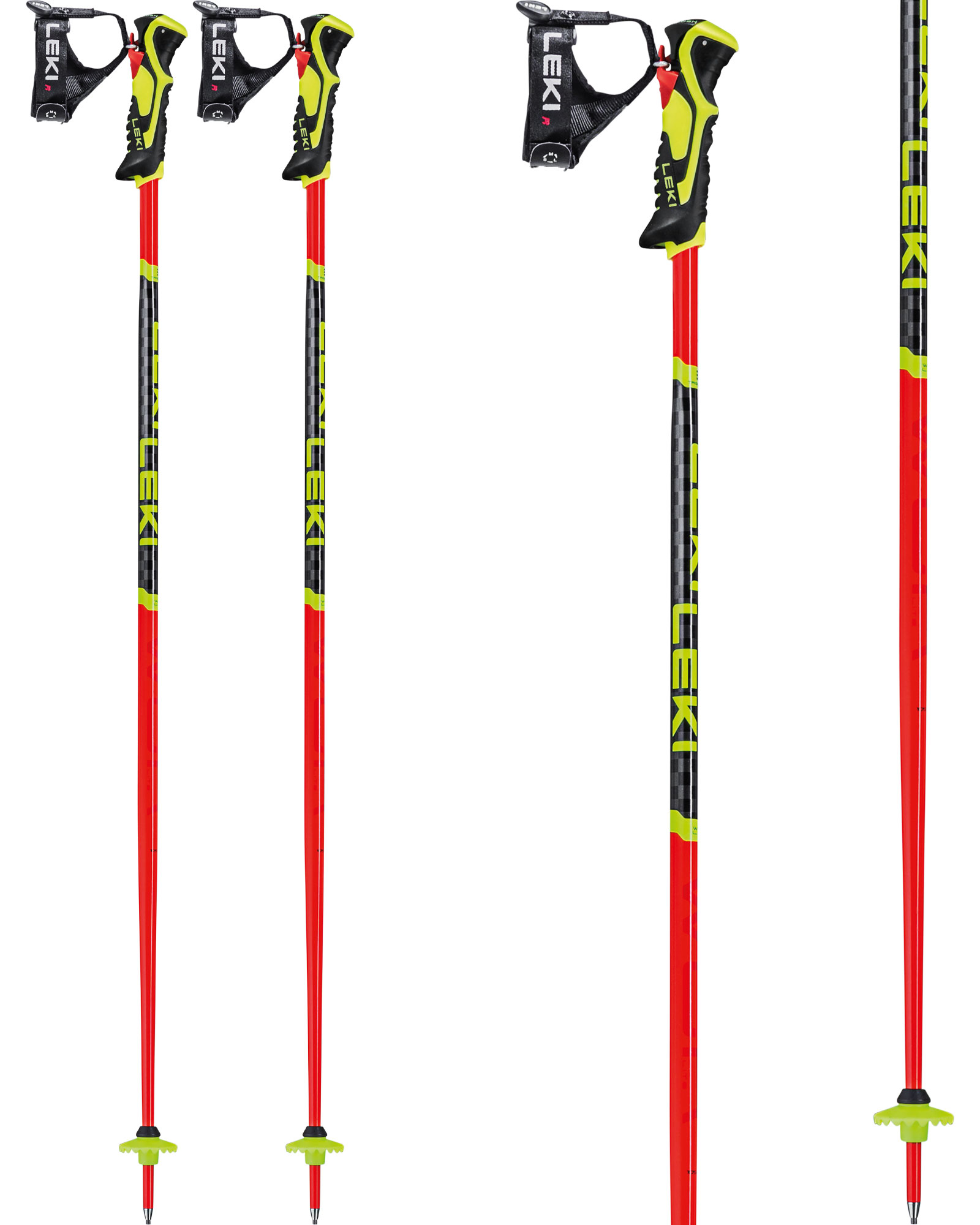 Leki WCR Lite SL Youth Ski Poles - Neon Red 100cm
