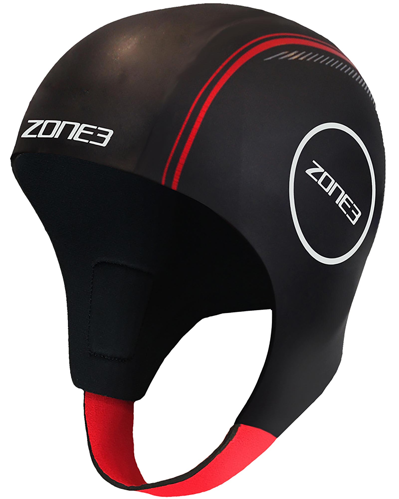 Zone3 Neoprene Swim Cap - Black/Red XS
