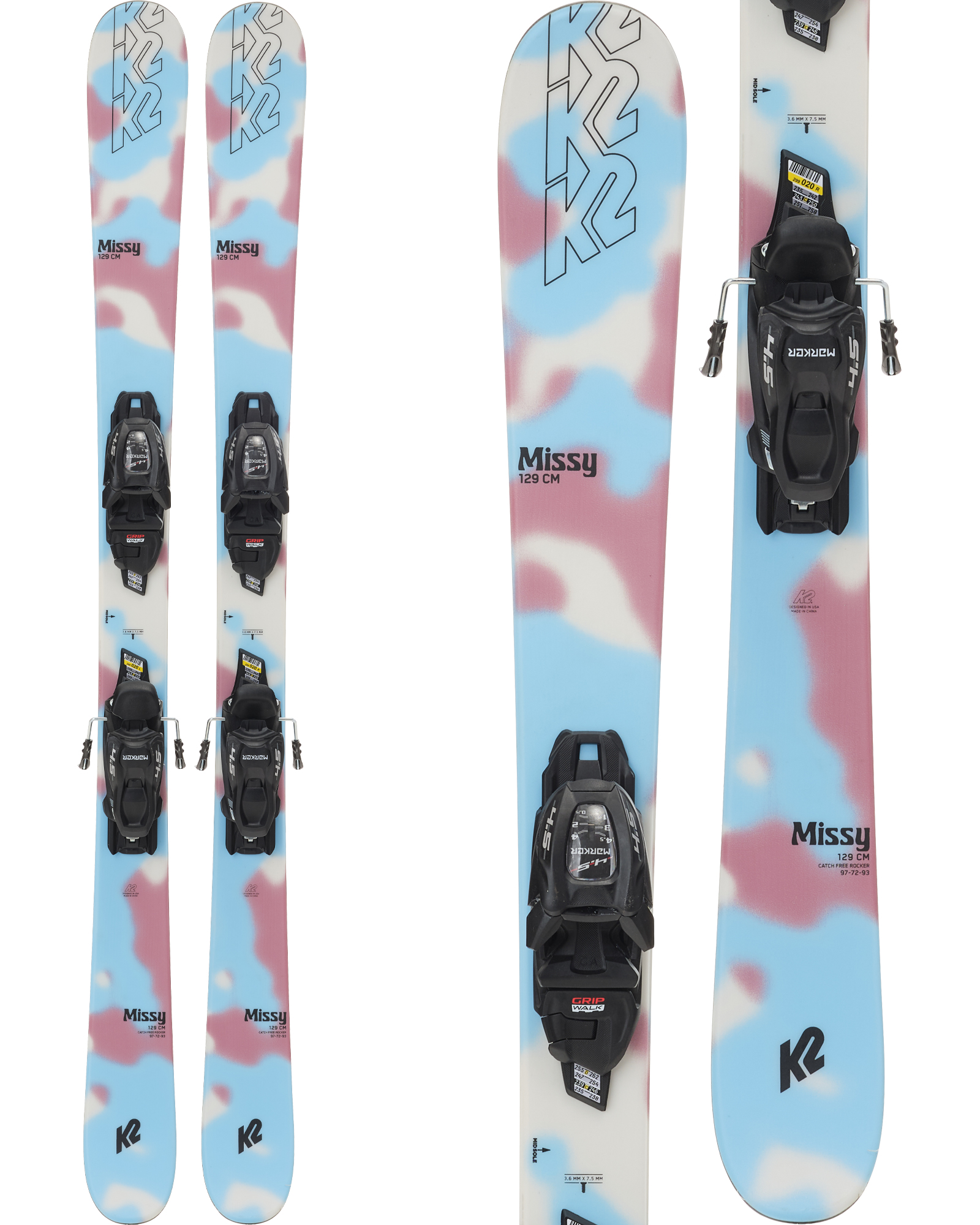 K2 Missy FDT Youth Skis + FDT 4.5 Bindings 2024 129cm