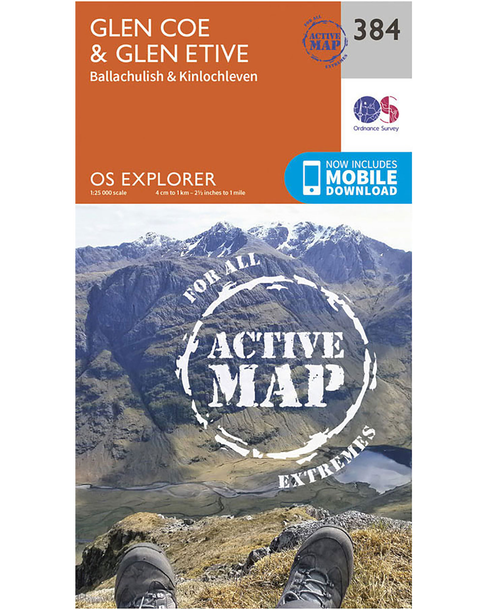 Ordnance Survey Glen Coe   OS Explorer Active 384 Map