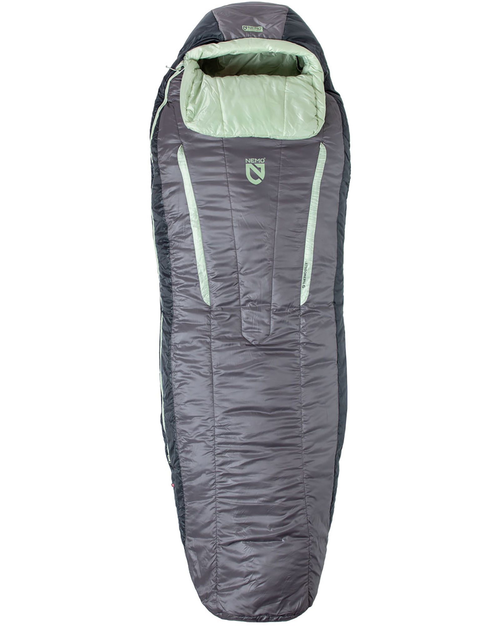 Nemo Forte 35 Women’s Sleeping Bag - Plum Gray/Celadon Green Left Zip