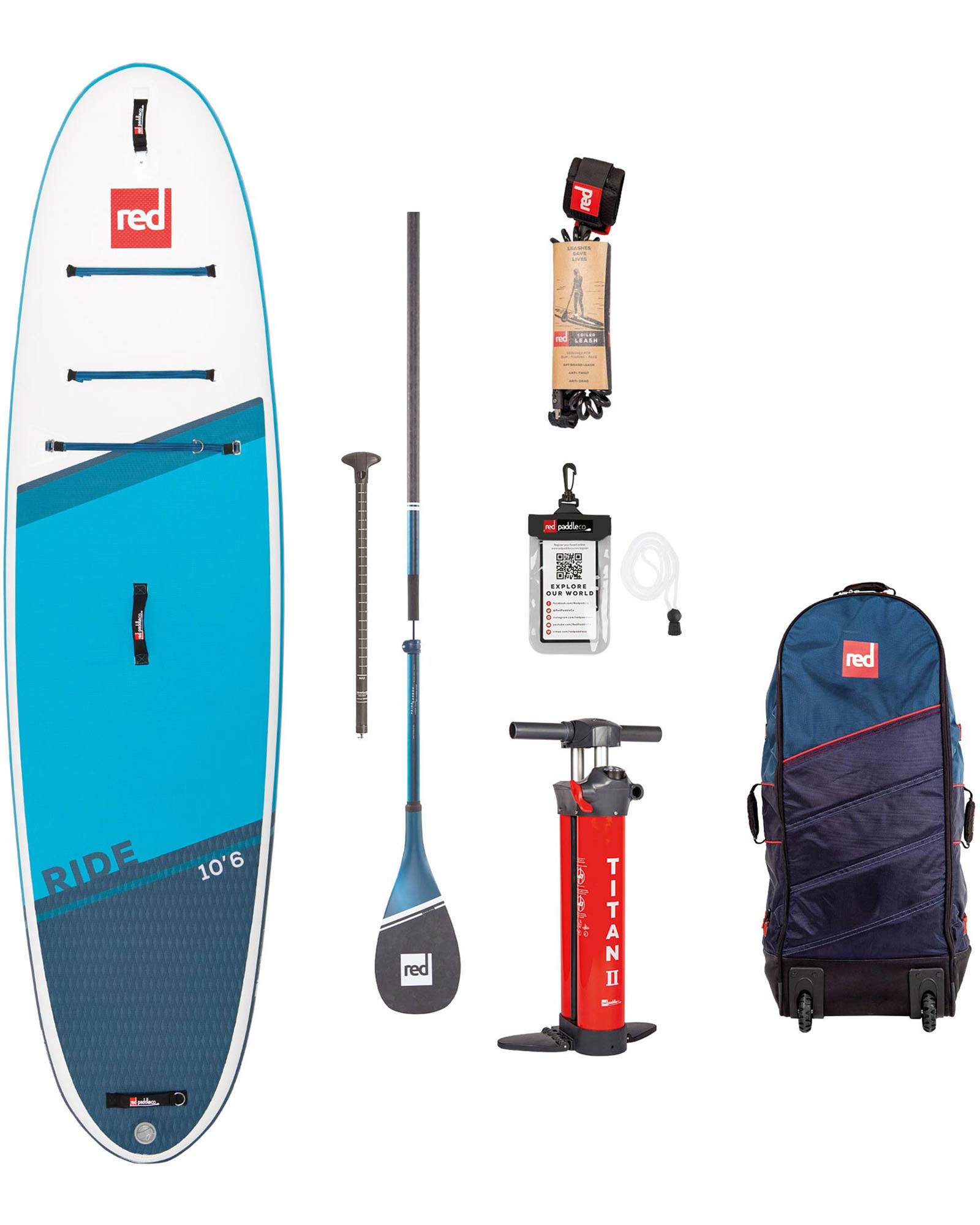 Red 10.6 Ride Inflatable Paddleboard Package - Prime Paddle 22
