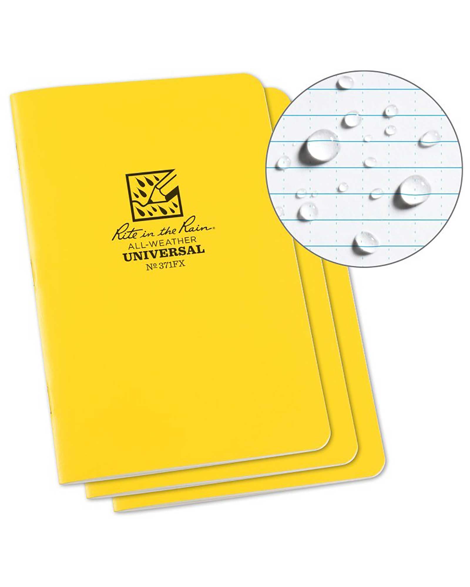 Rite in the Rain Universal Stapled Notebook 4 5/8 x 7 inch   3 pack - Yellow