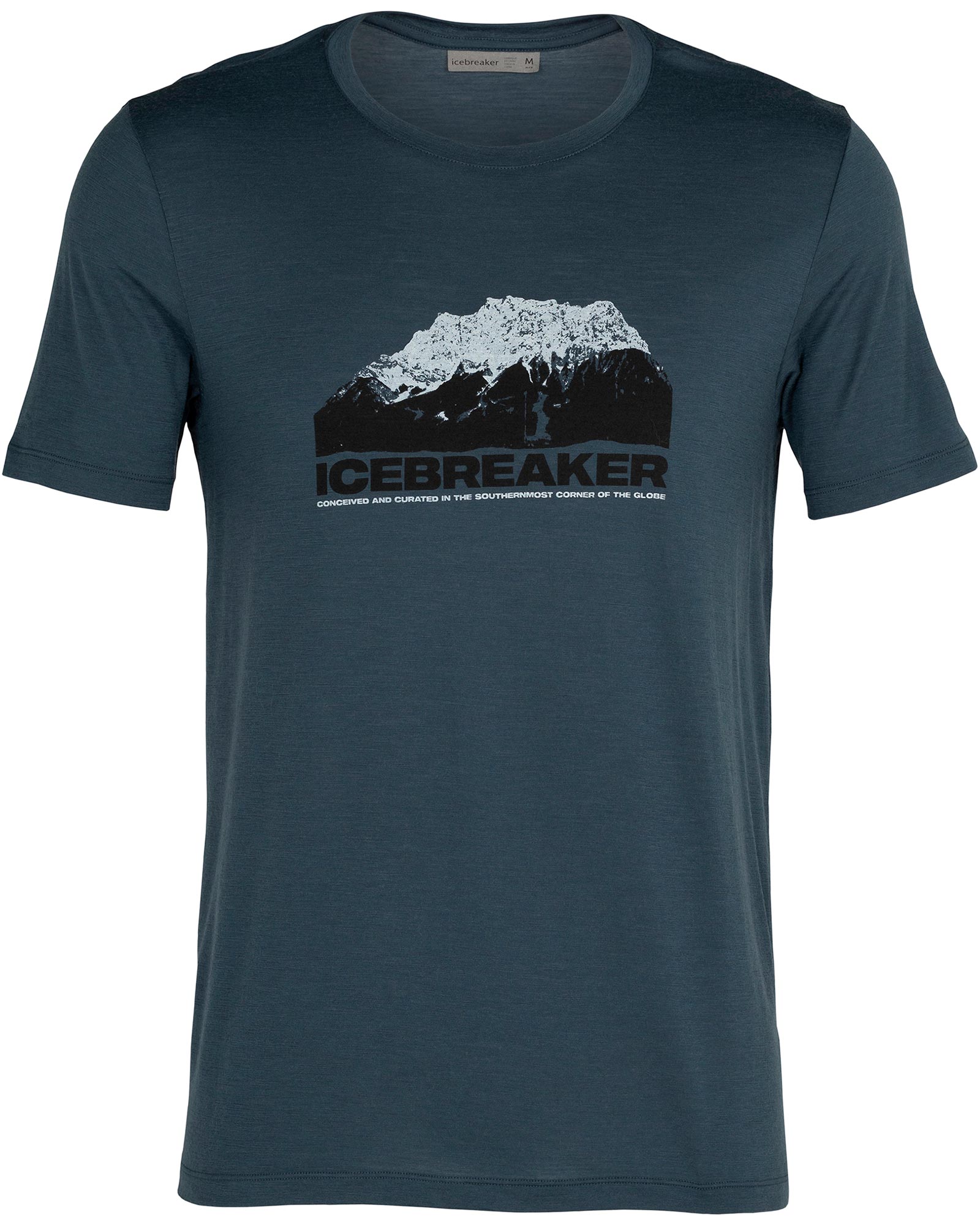 icebreaker Merino Tech Lite Graphic Men’s Crew T Shirt - Icebreaker Mountain/Serene Blue S