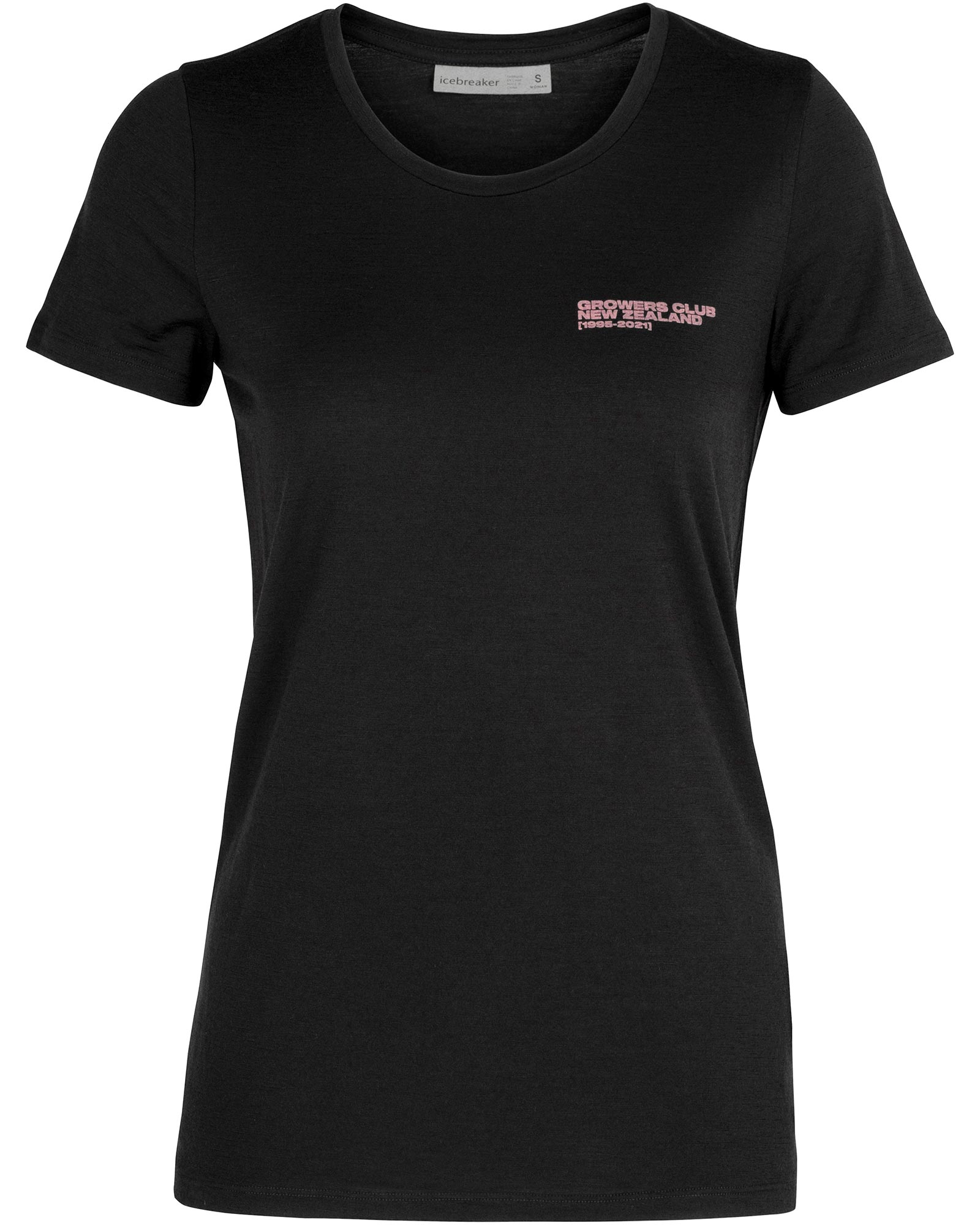 icebreaker Merino Tech Lite Women’s Low Crew T Shirt - Growers Club/Black XS