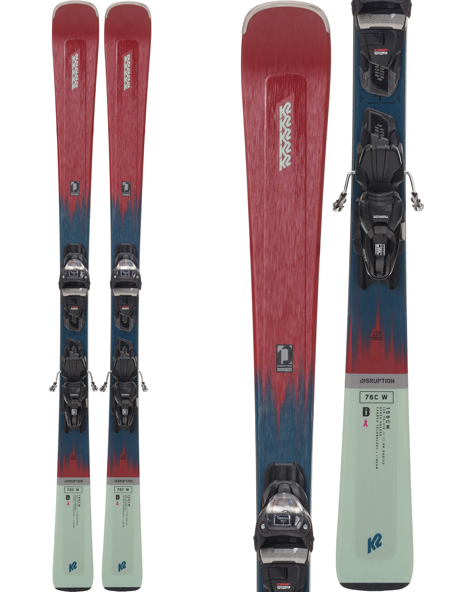 K2 Disruption 76C W Women’s Skis + ER3 10 Compact Quikclik Bindings 2024 163cm