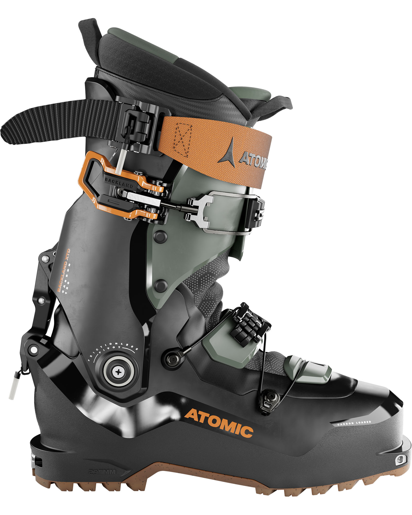 Atomic Backland XTD Carbon 120 Men’s Ski Boots 2024 - black/army green-x/orange MP 28.0