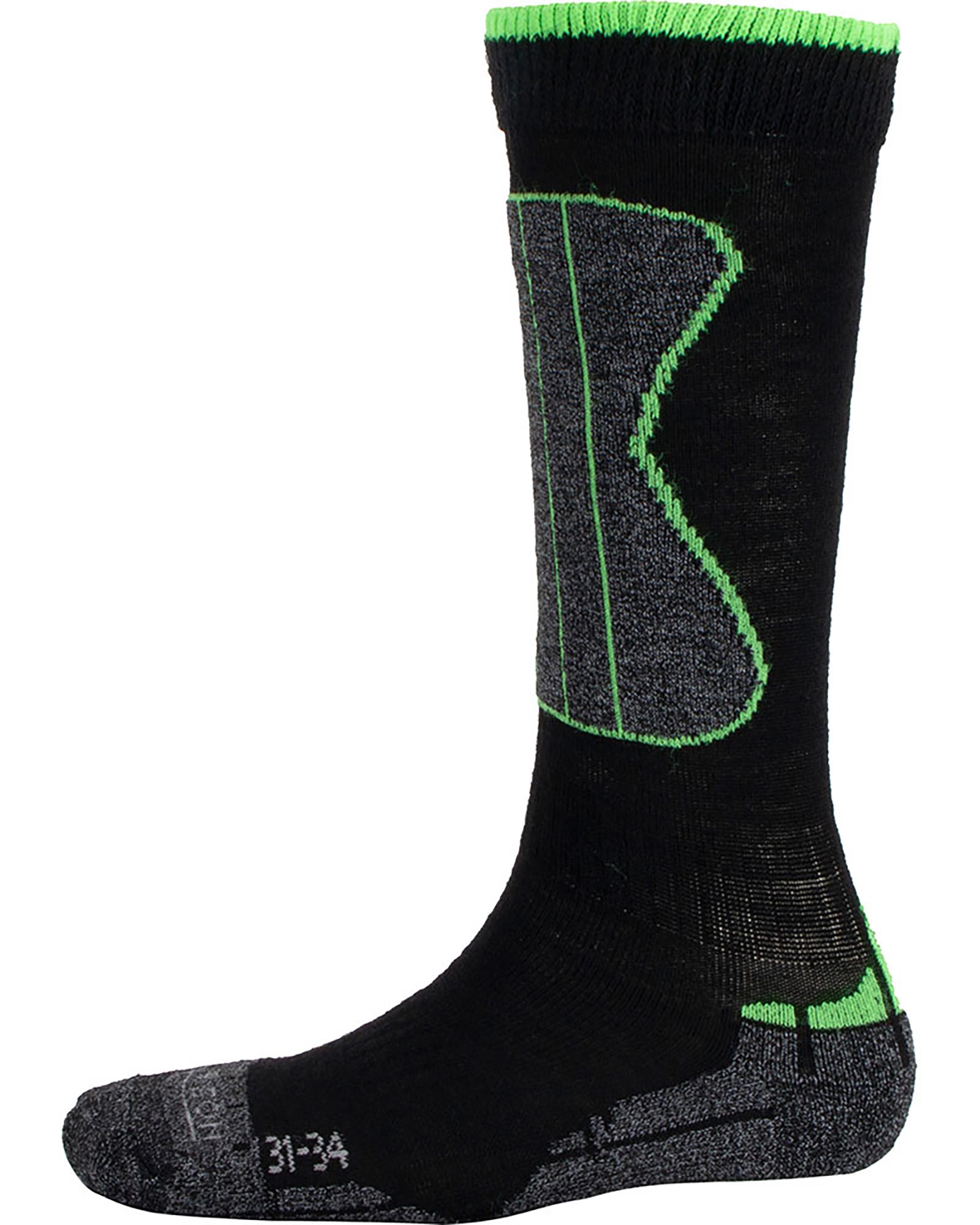 Ellis Brigham Wintersport Kids’ Socks - Black/Green L