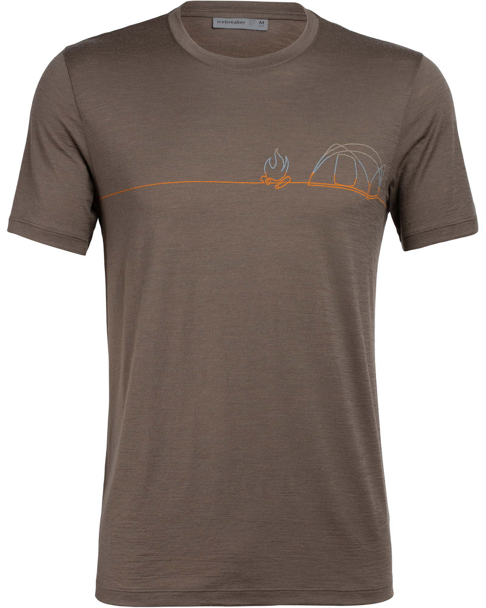icebreaker Merino Tech Lite Graphic Men’s Crew T Shirt - Single Line Camp/Driftwood XL