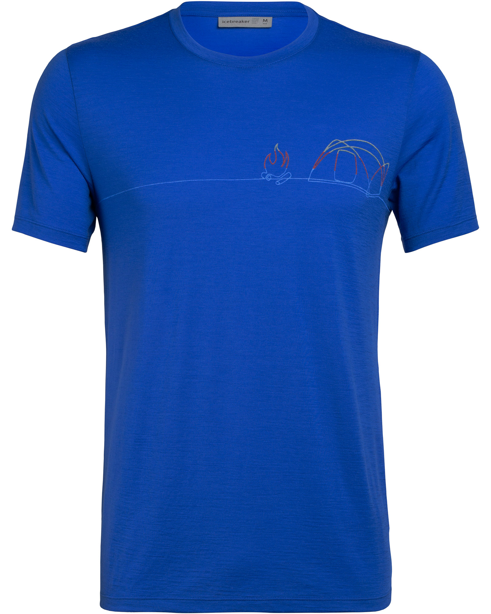 icebreaker Merino Tech Lite Graphic Men’s Crew T Shirt - Single Line Camp/Lapis Blue L