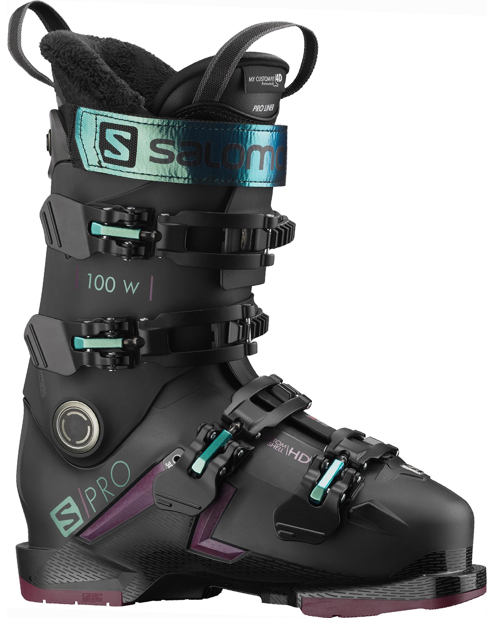 Salomon S/PRO 100 GW Women’s Ski Boots 2023 - Black/Burgandy /Shift Green/Blue MP 24.5