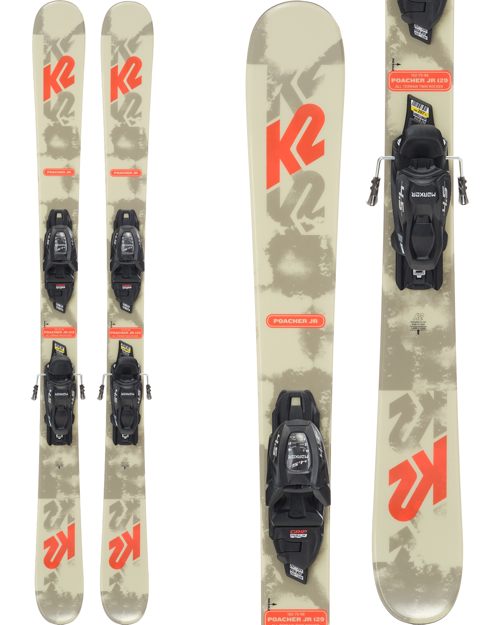K2 Poacher JR Youth Skis + FDT 7.0 Bindings 2024 149cm