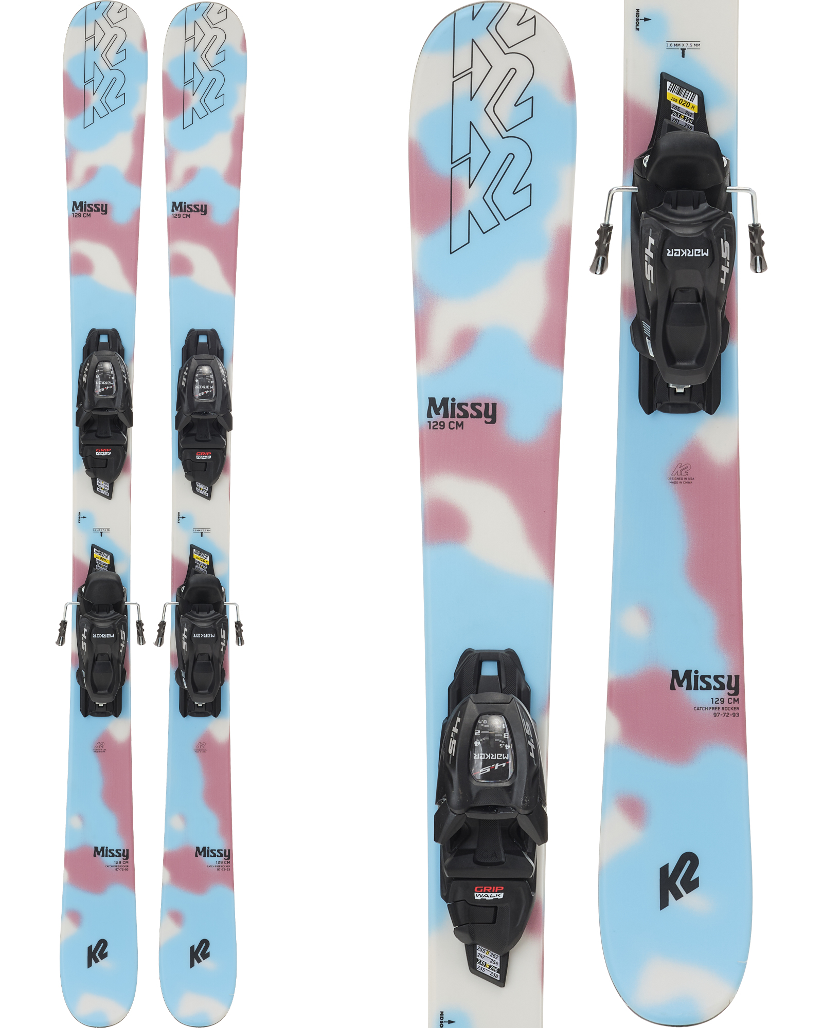 K2 Missy FDT Youth Skis + FDT 7.0 Bindings 2024 139cm