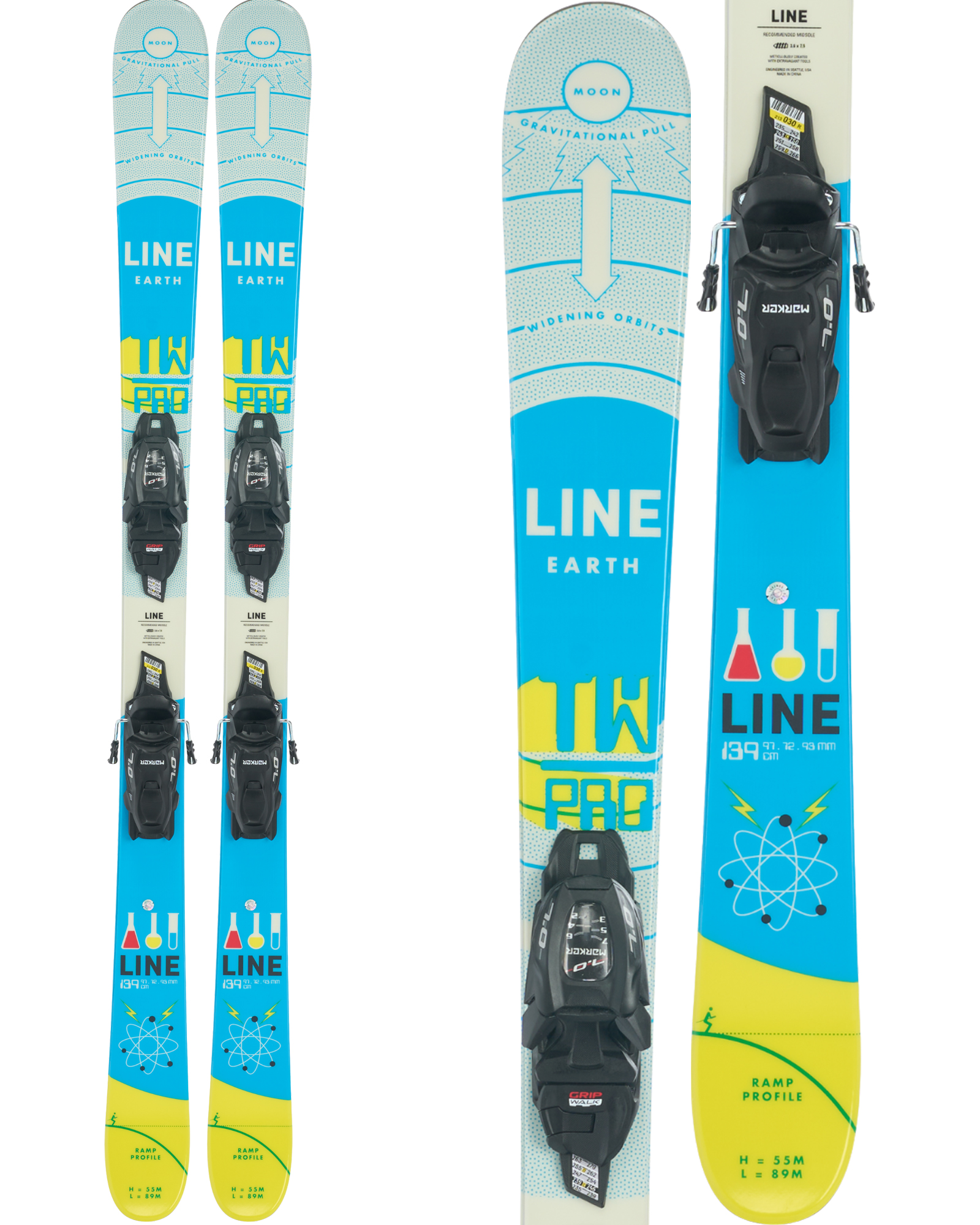 Line Wallisch Shorty Youth Skis + FDT 7.0 Bindings 2024 139cm
