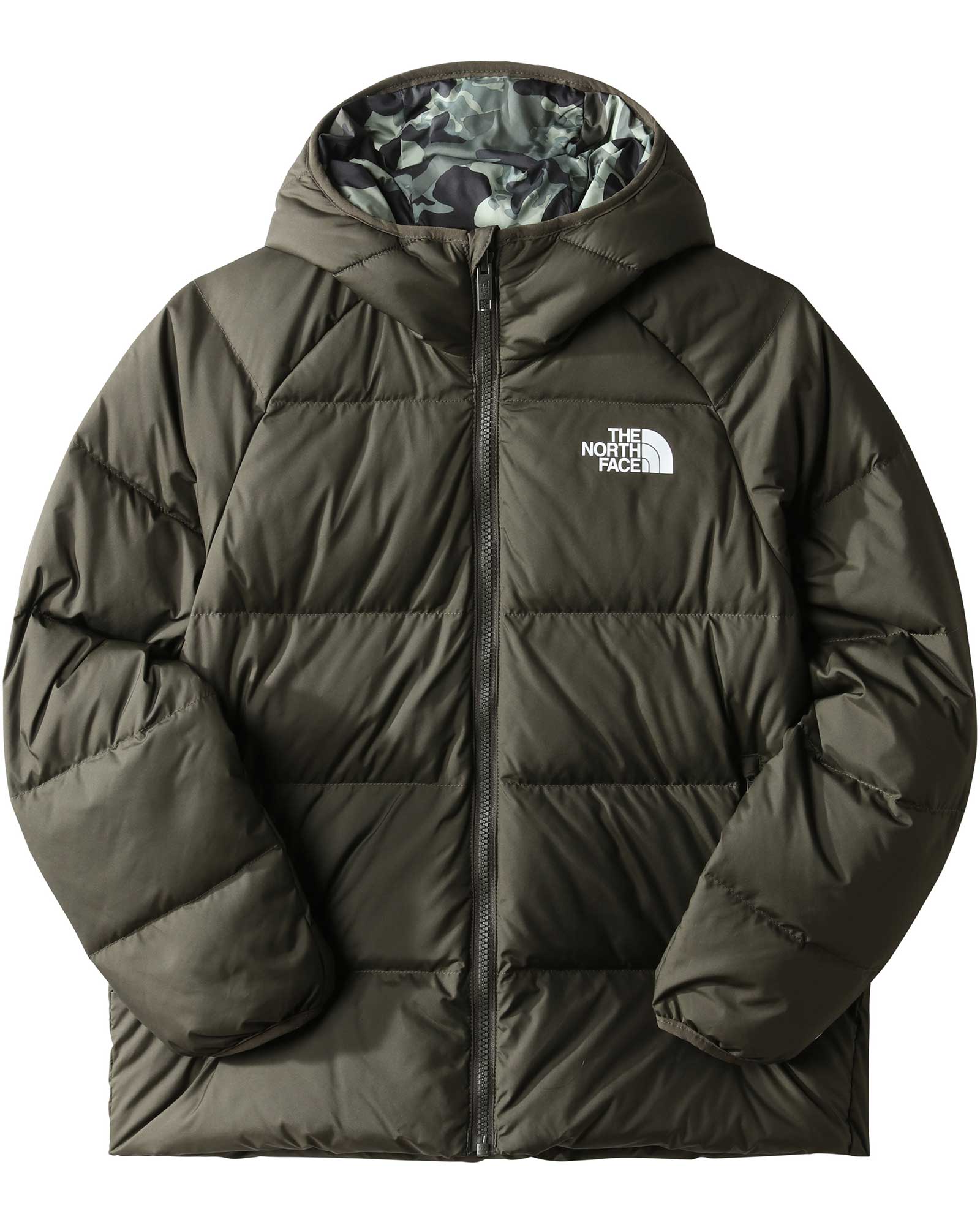 The North Face Print North Kids’ Down Hooded Jacket - New Taupe Green S
