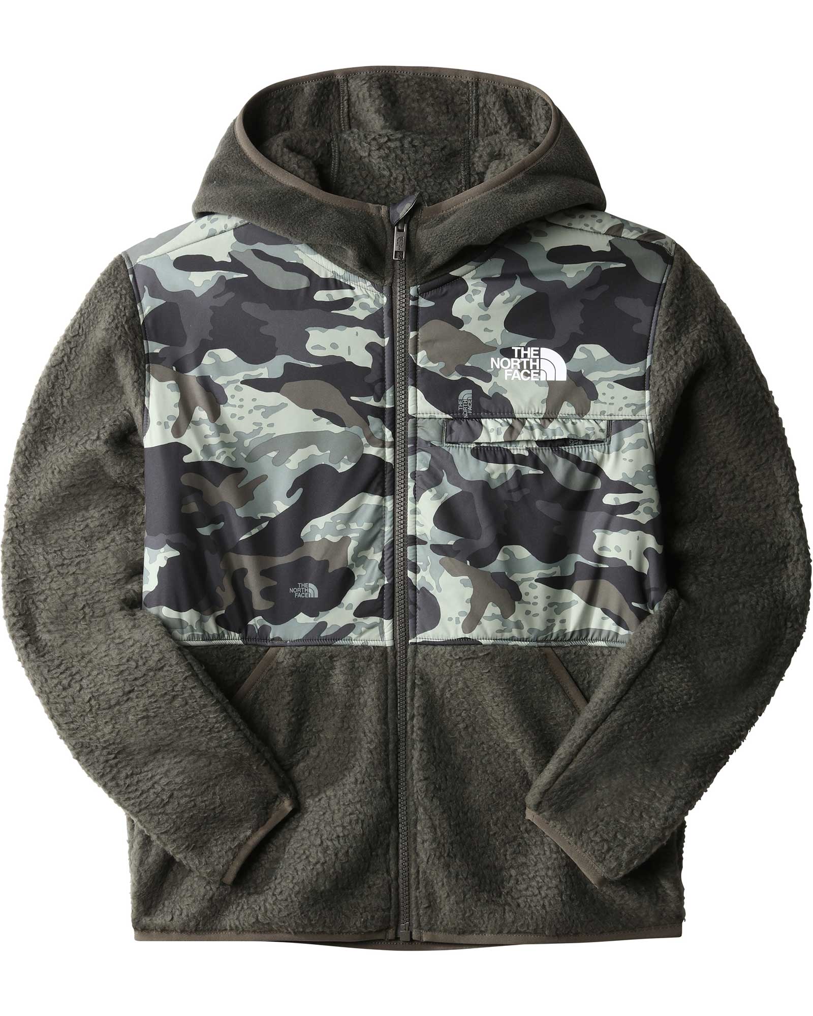 The North Face Forrest Kids’ Fleece Full Zip Hooded Jacket - New Taupe Green Camo L