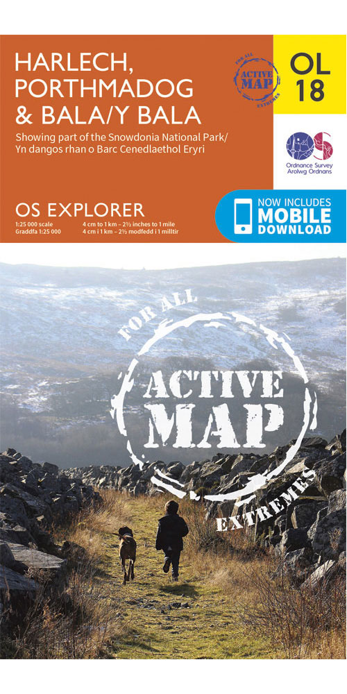 Ordnance Survey Harlech, Porthmadog & Bala   OS Explorer Active OL18 Map