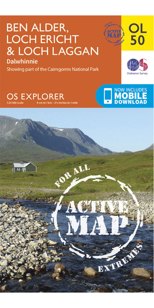 Ordnance Survey Ben Alder, Loch Ericht & Loch Laggan   OS Explorer Active OL50 Map