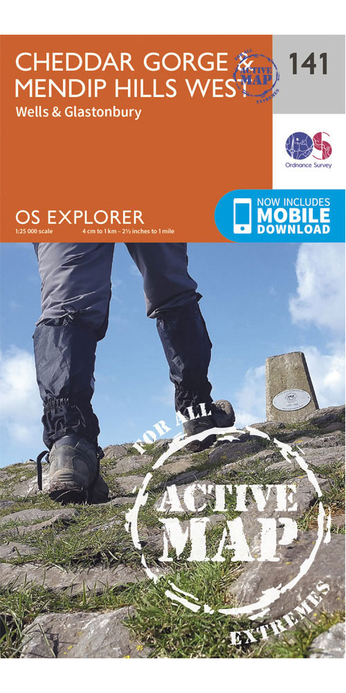 Ordnance Survey Cheddar Gorge & Mendip Hills West   OS Explorer Active 141 Map