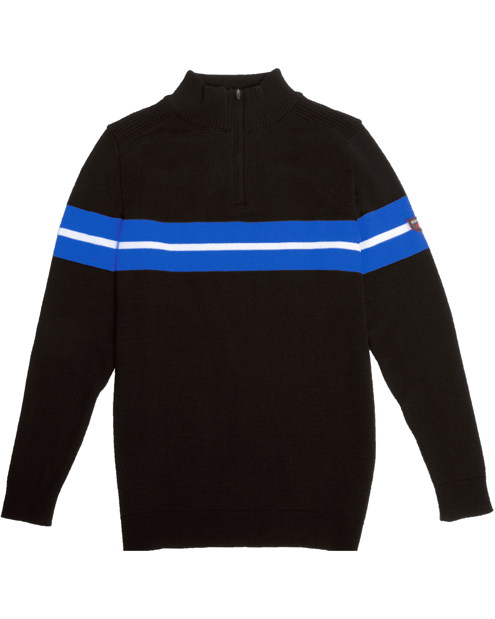 Henjl Carve Half Zip Men’s Merino Sweater - Black/Snow/Bright Blue L