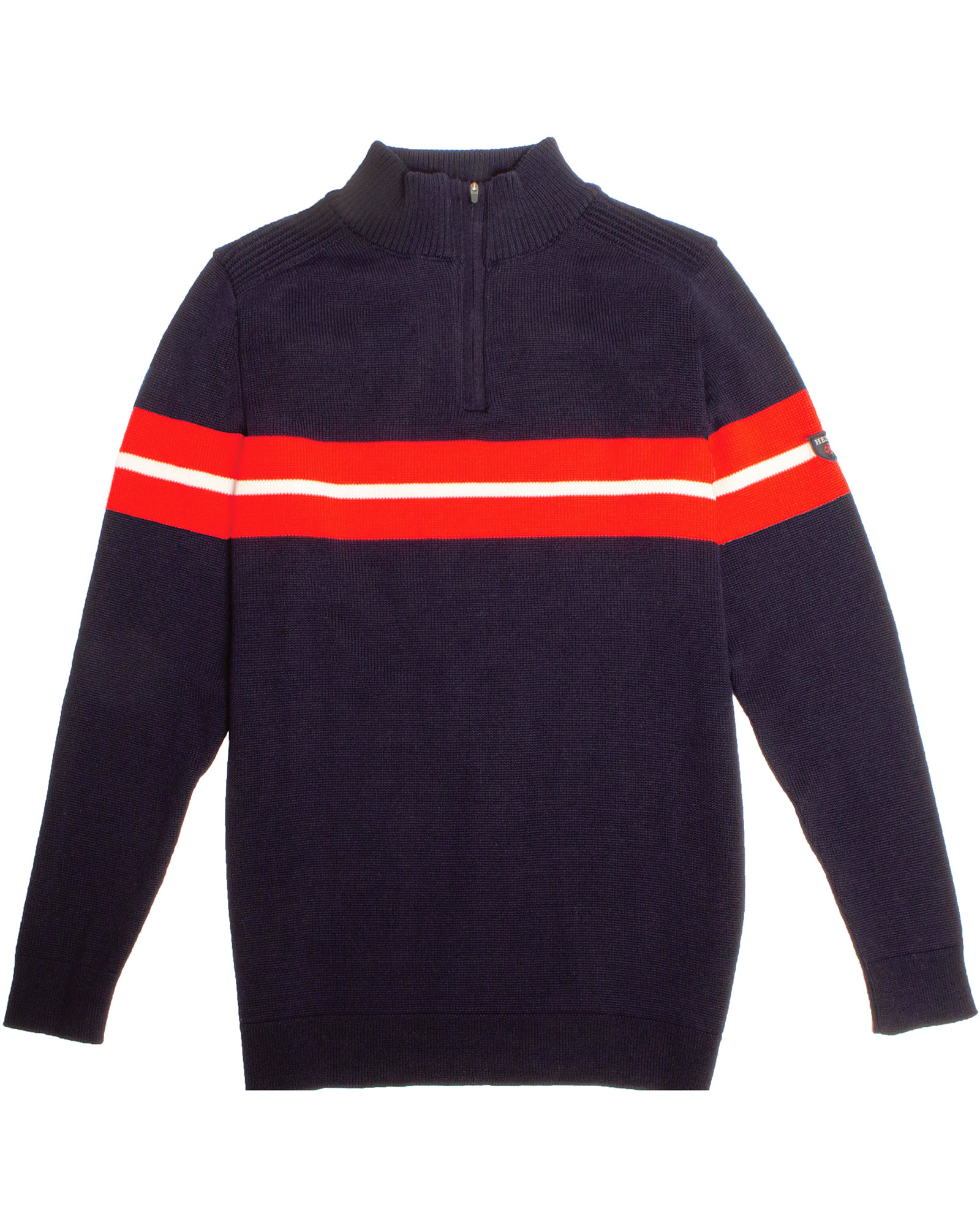 Henjl Carve Half Zip Men’s Merino Sweater - Navy/Snow/Red XL
