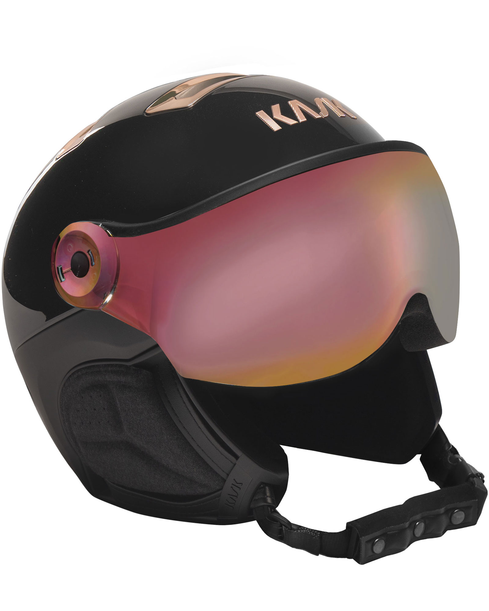 KASK Chrome Visor Helmet - Black/Pink Gold - Pink Gold Mirror Visor M