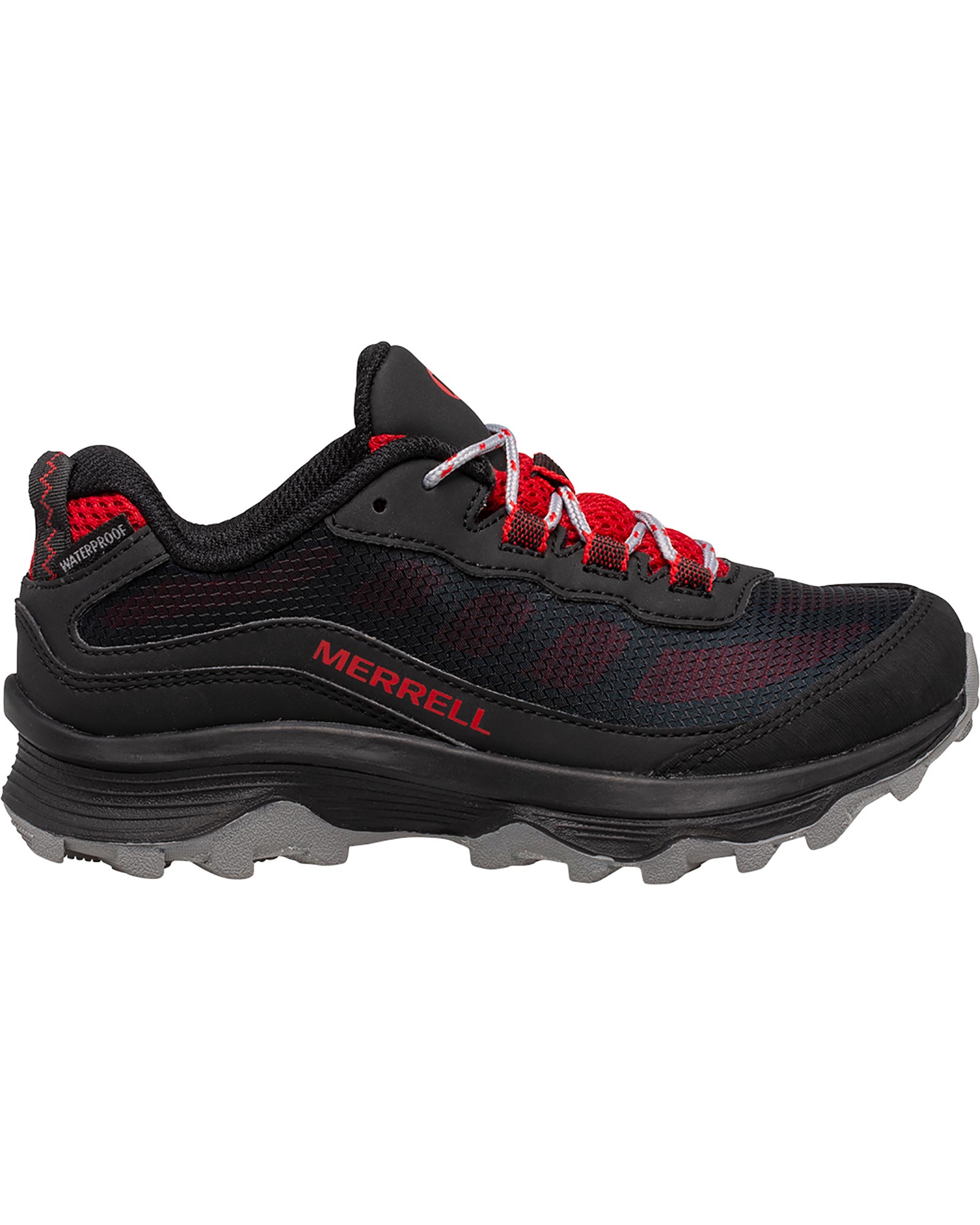 Merrell Moab Speed Laces Kids’ Waterproof Shoes - Grey/Black/Red UK 3