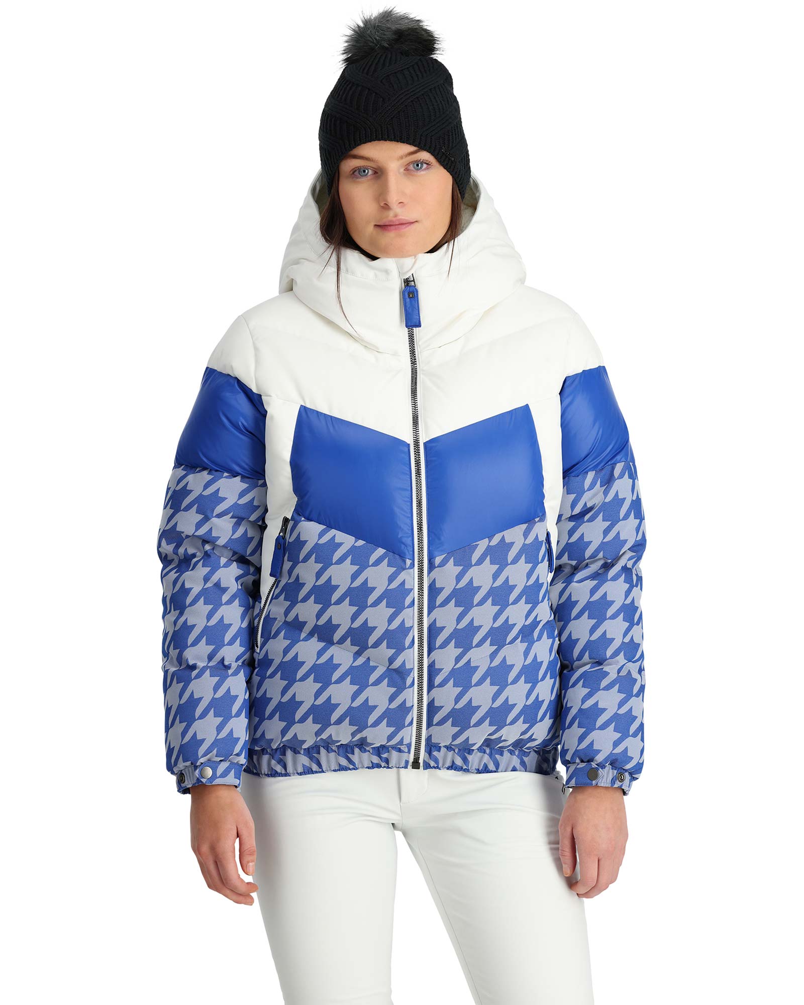 Spyder Women’s Eastwood Down Jacket - Electric Blue Houndstooth Print M
