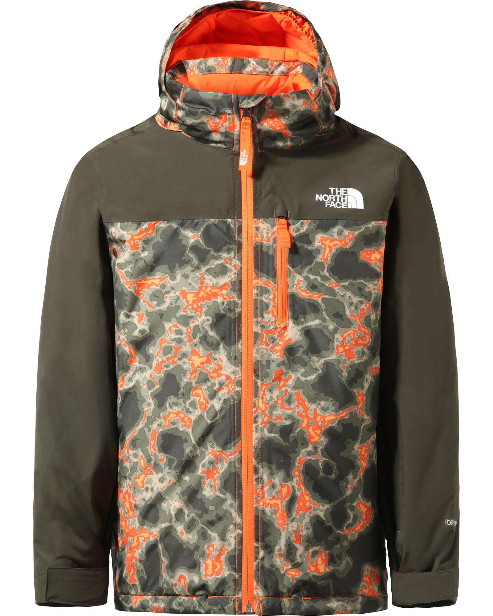 The North Face Snowquest Plus Kids’ Insulated Jacket - Power Orange Marble Camo Print XS