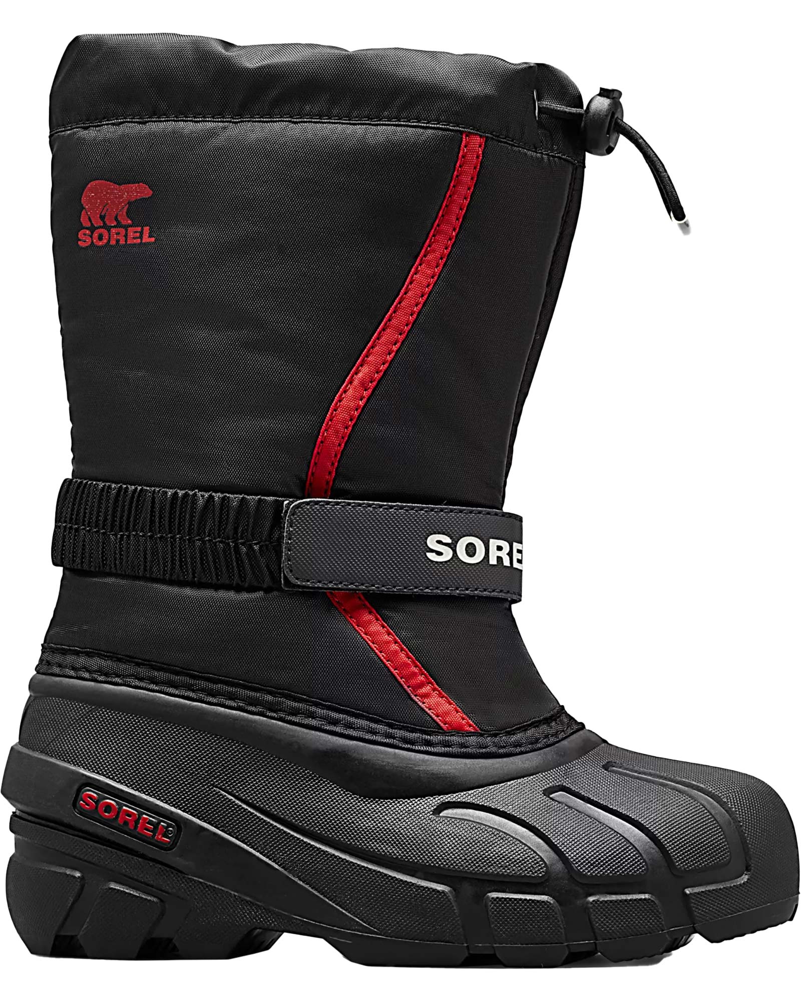 Sorel Flurry Kids’ Snow Boots - Black/Bright Red UK 10 INF