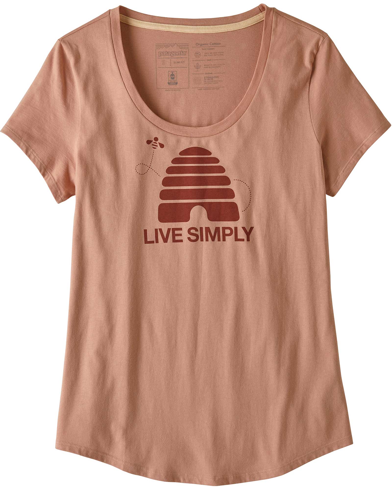 Patagonia Live Simply Hive Organic Women’s Scoop T Shirt - Scotch Pink XS