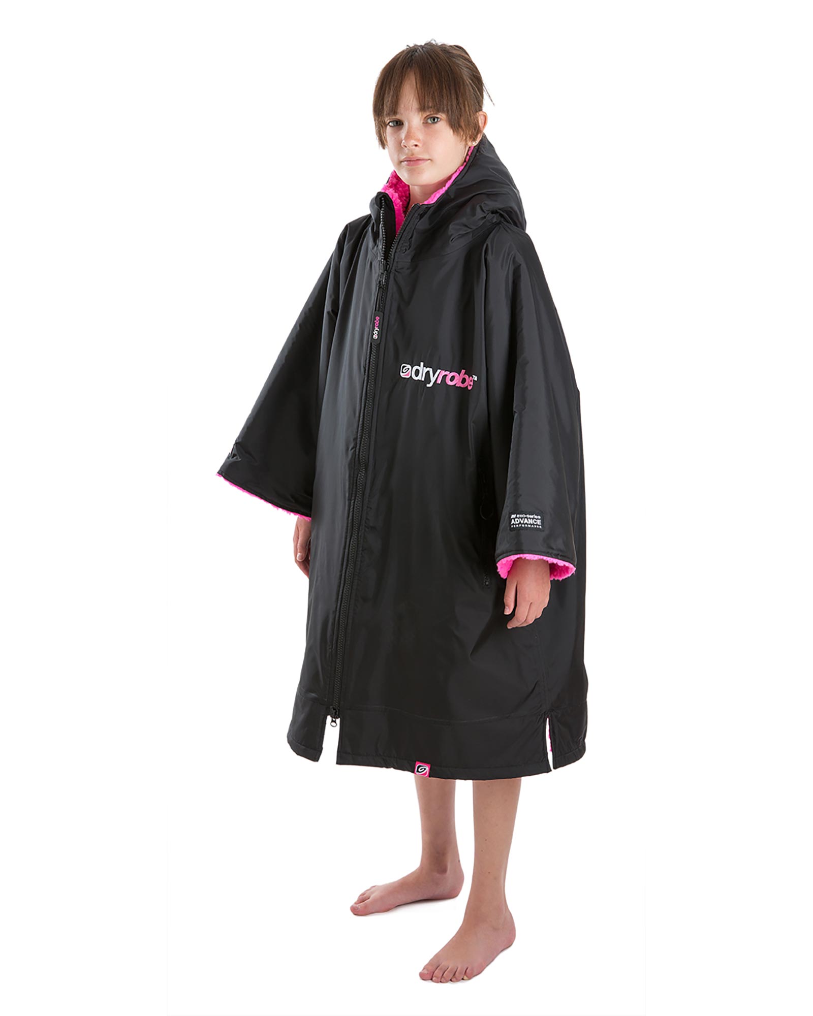 Dryrobe Advance Kids’ Short Sleeve - Black/Pink S