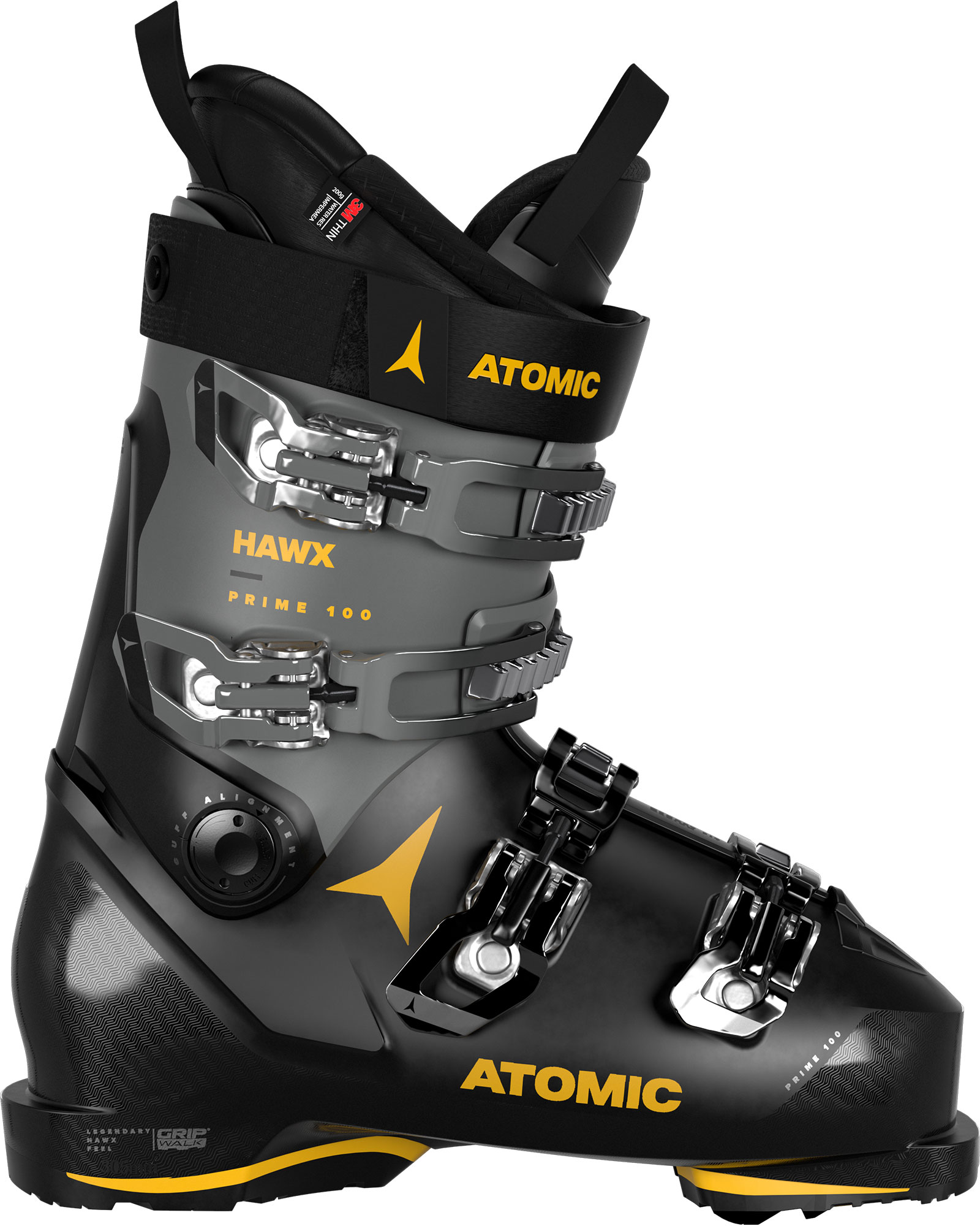 Atomic Hawx Prime 100 GW Men’s Ski Boots 2024 - Black/Grey/Saffron MP 25.0