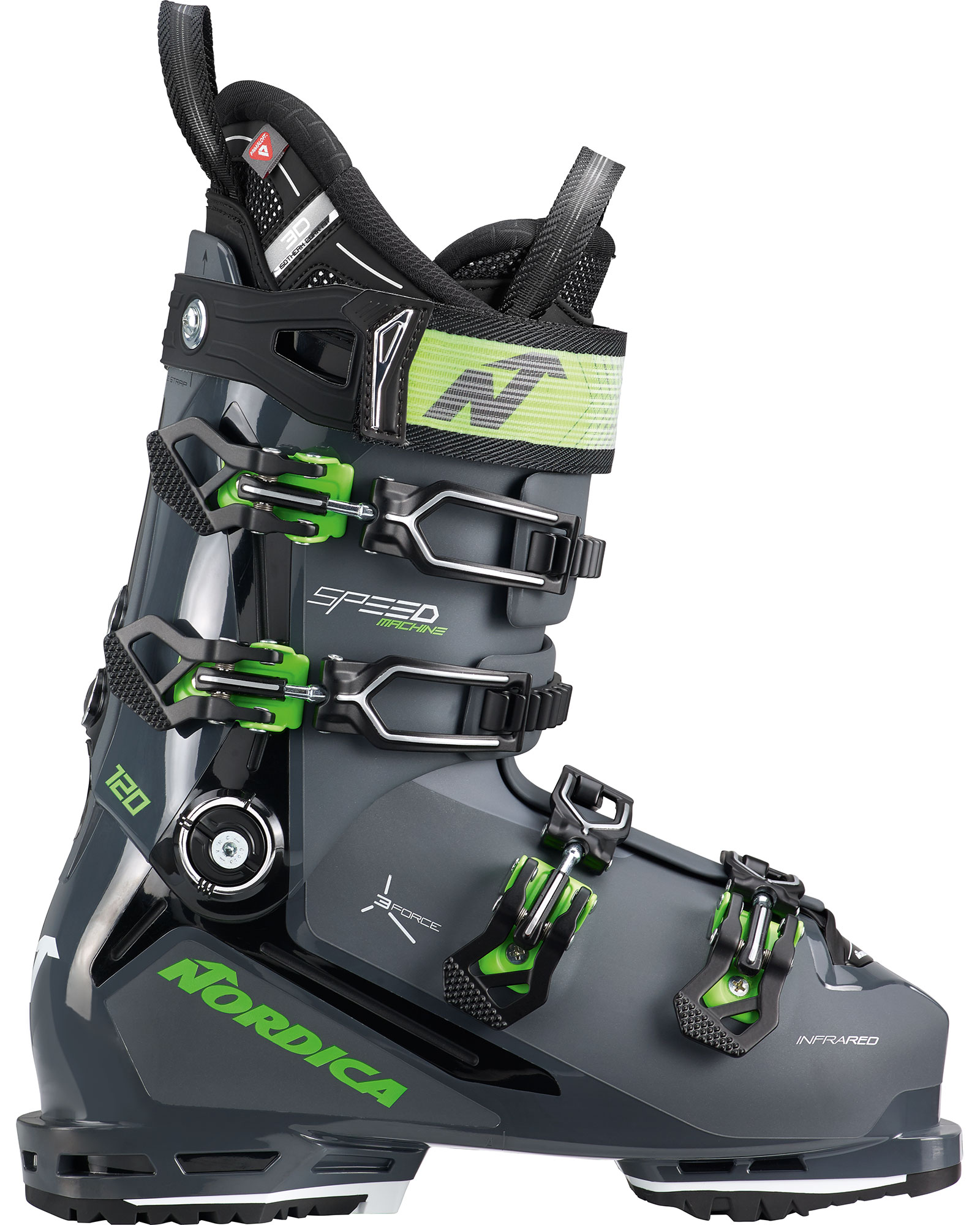 Nordica Speedmachine 3 120 GW Men’s Ski Boots 2024 - Anthracite/Black/Green MP 28.5