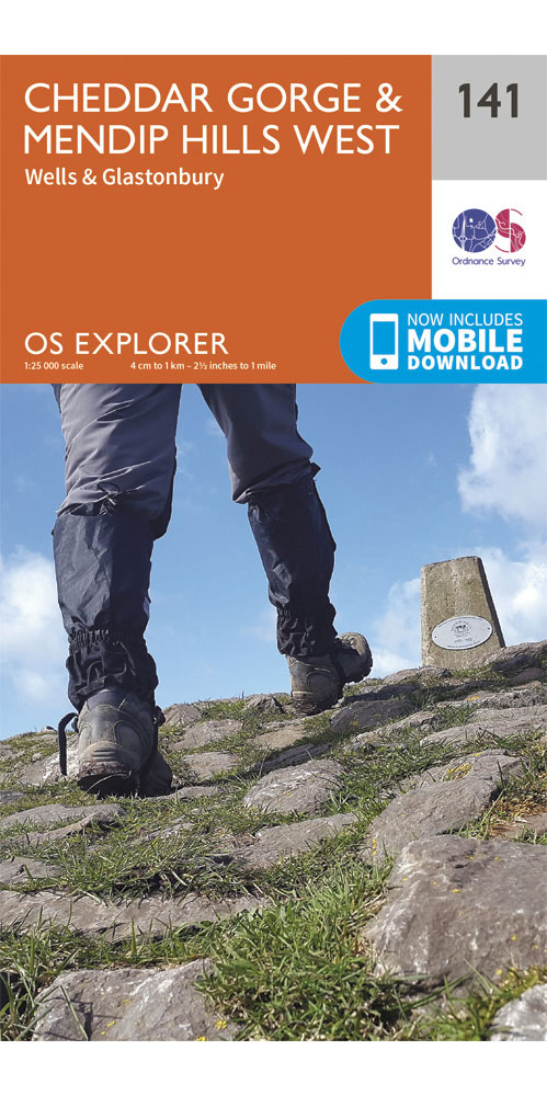 Ordnance Survey Cheddar Gorge & Mendip Hills West   OS Explorer 141 Map