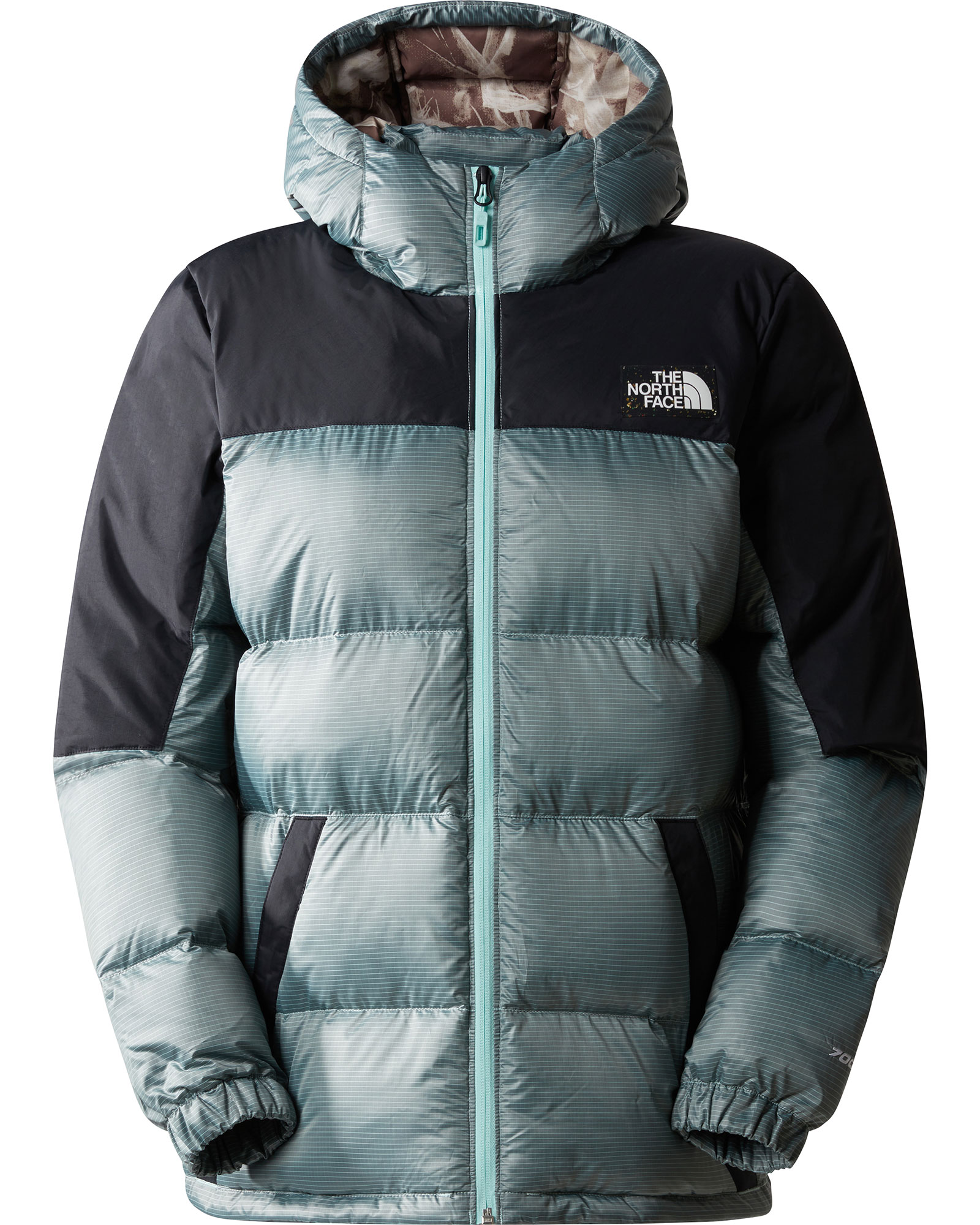 The North Face Diablo Recycled Women’s Down Hoodie - Powder Teal-TNF Black L