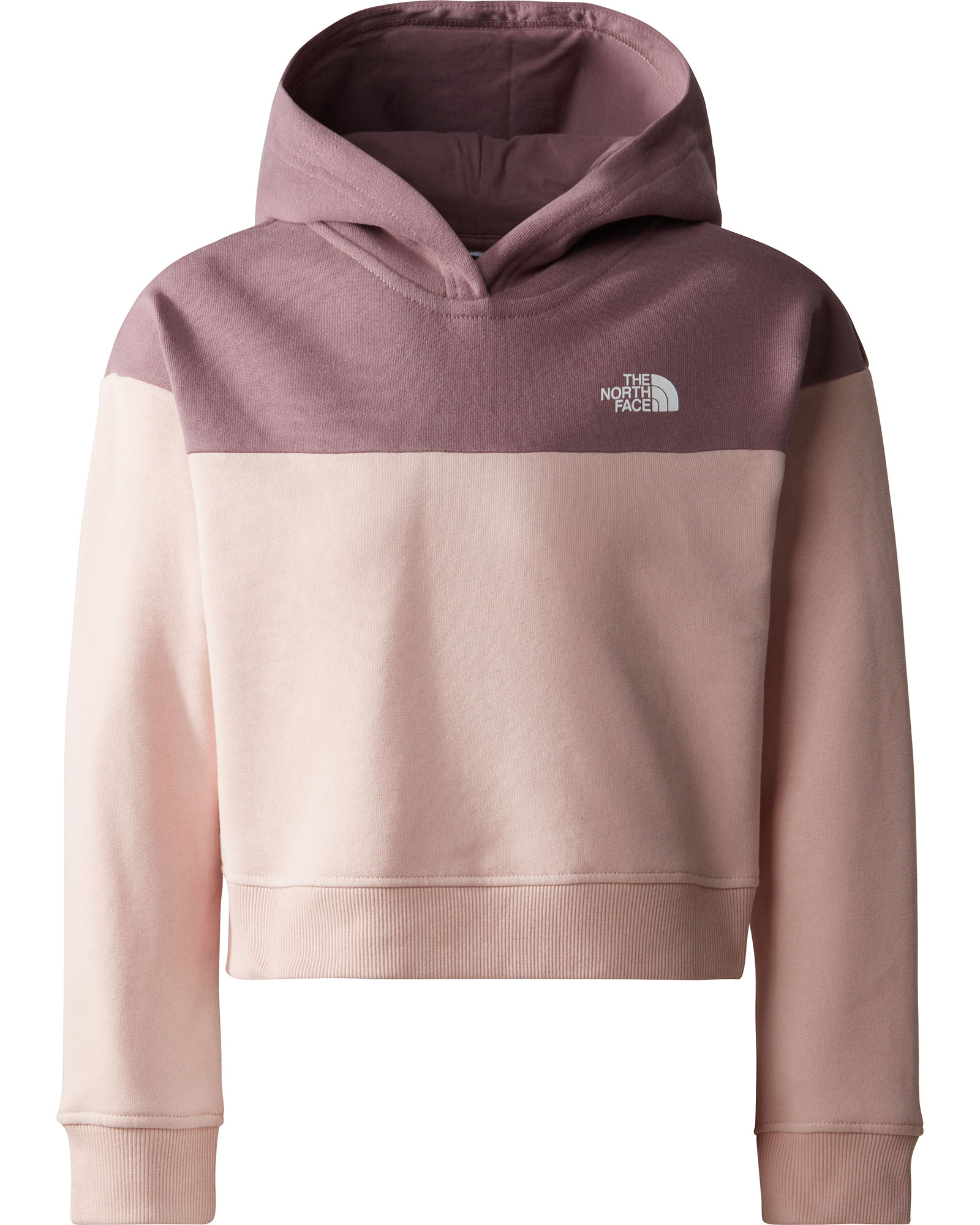 The North Face Girl’s Drew Peak Crop P/O Hoodie - Pink Moss-Fawn Grey M