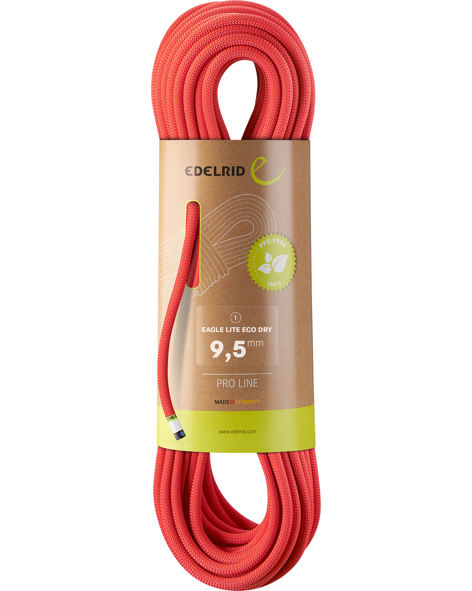 Edelrid Eagle Lite Eco Dry 9.5 x 60 Rope - Neon Coral 60m