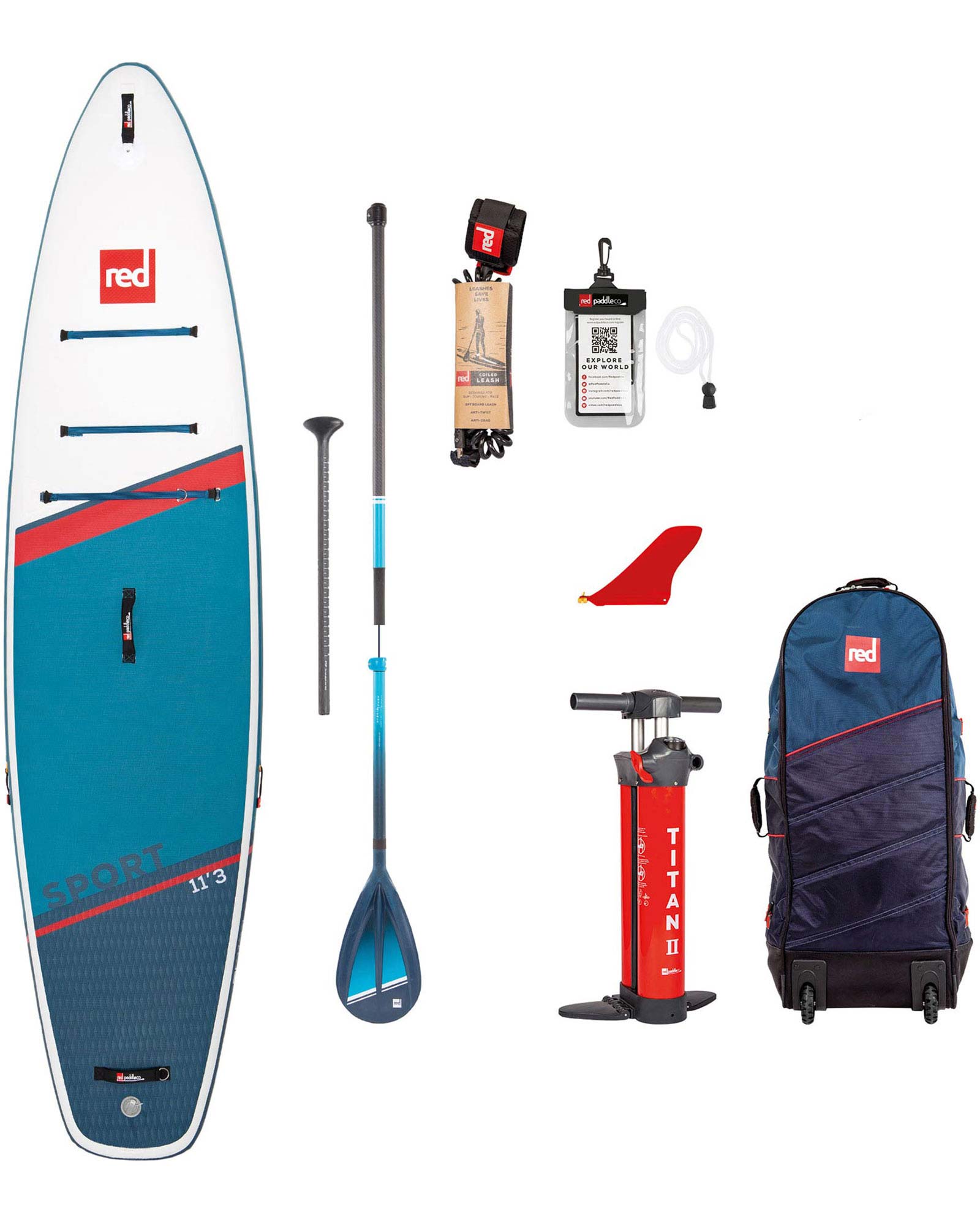 Red 11.3 Sport Inflatable Paddleboard Package - Prime Paddle 22