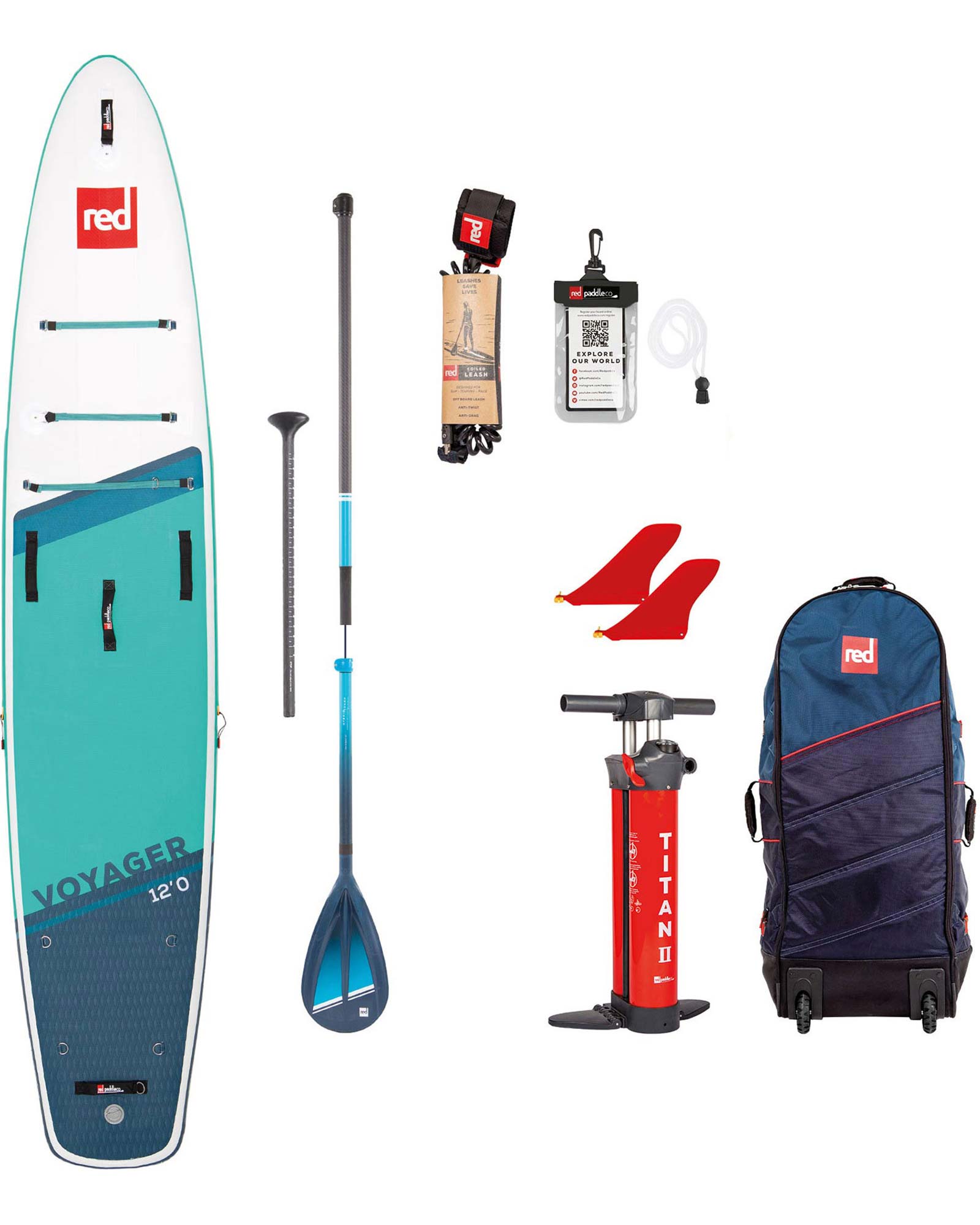Red 12.0 Voyager Inflatable Paddleboard Package - Prime Paddle  22 0