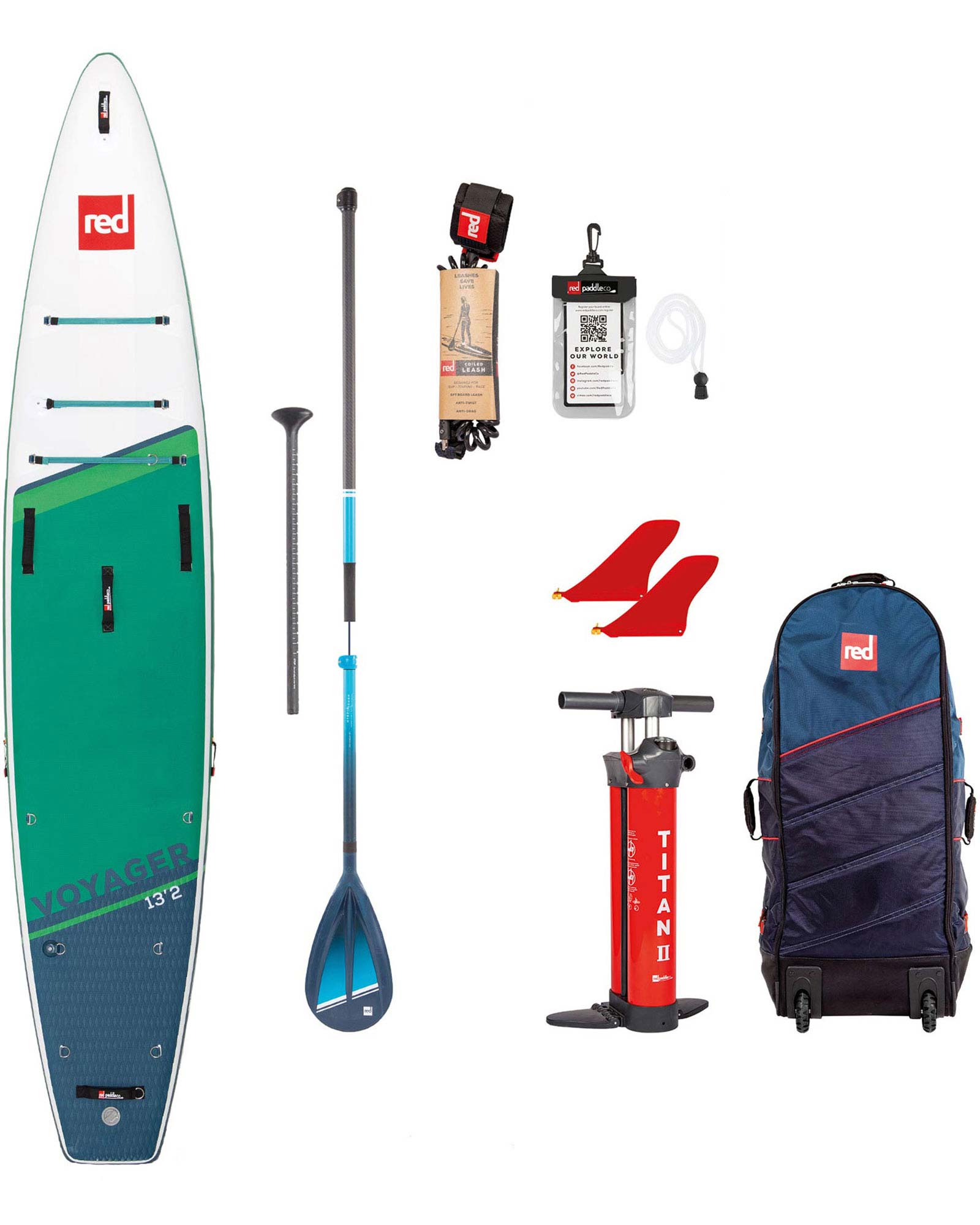 Red 13.2 Voyager Plus Inflatable Paddleboard Package - Hybrid Tough Paddle 22 - Ex Demo 0