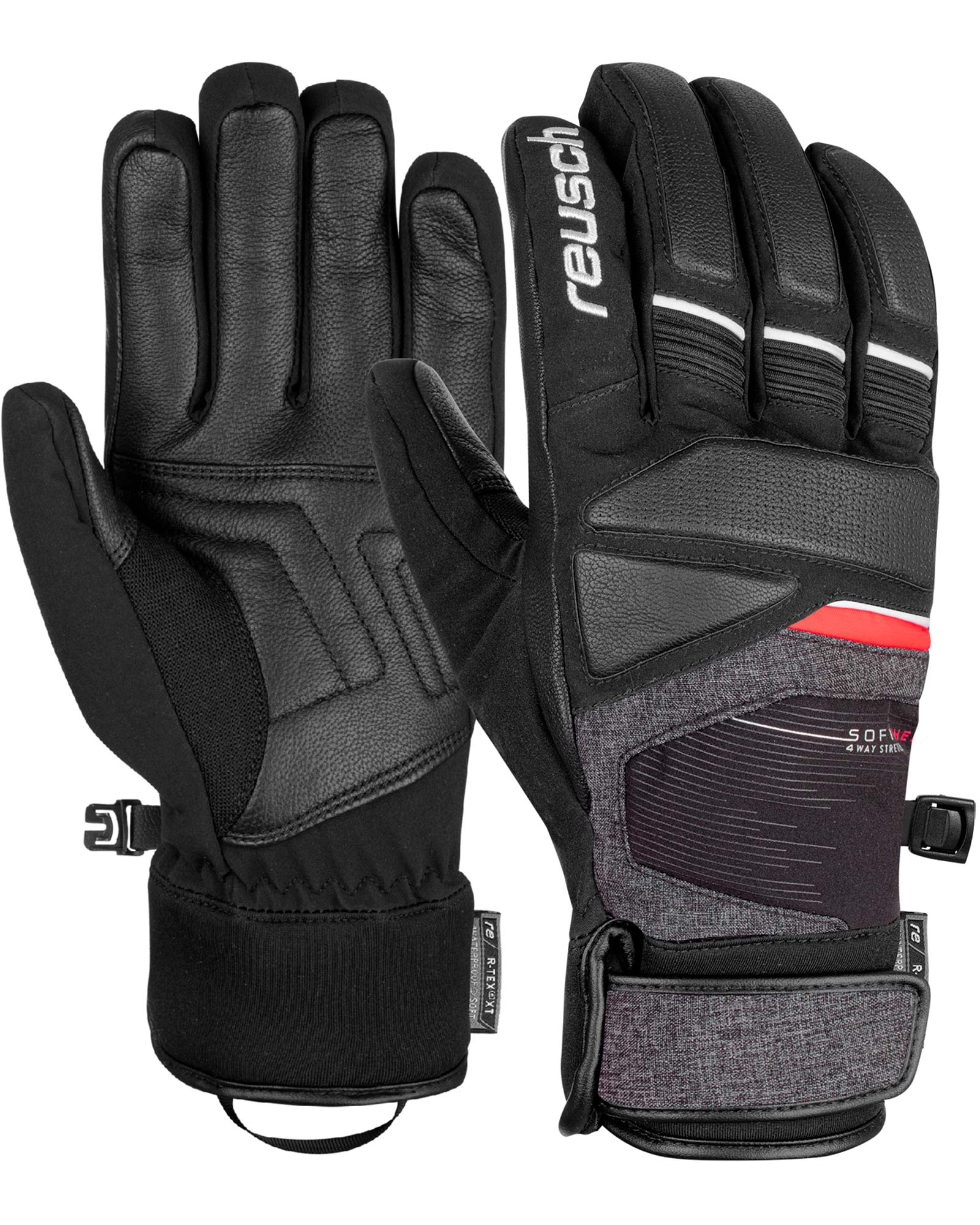 Reusch Storm R Tex Men’s Gloves - Black/Black Melange/Fire Red Size 8