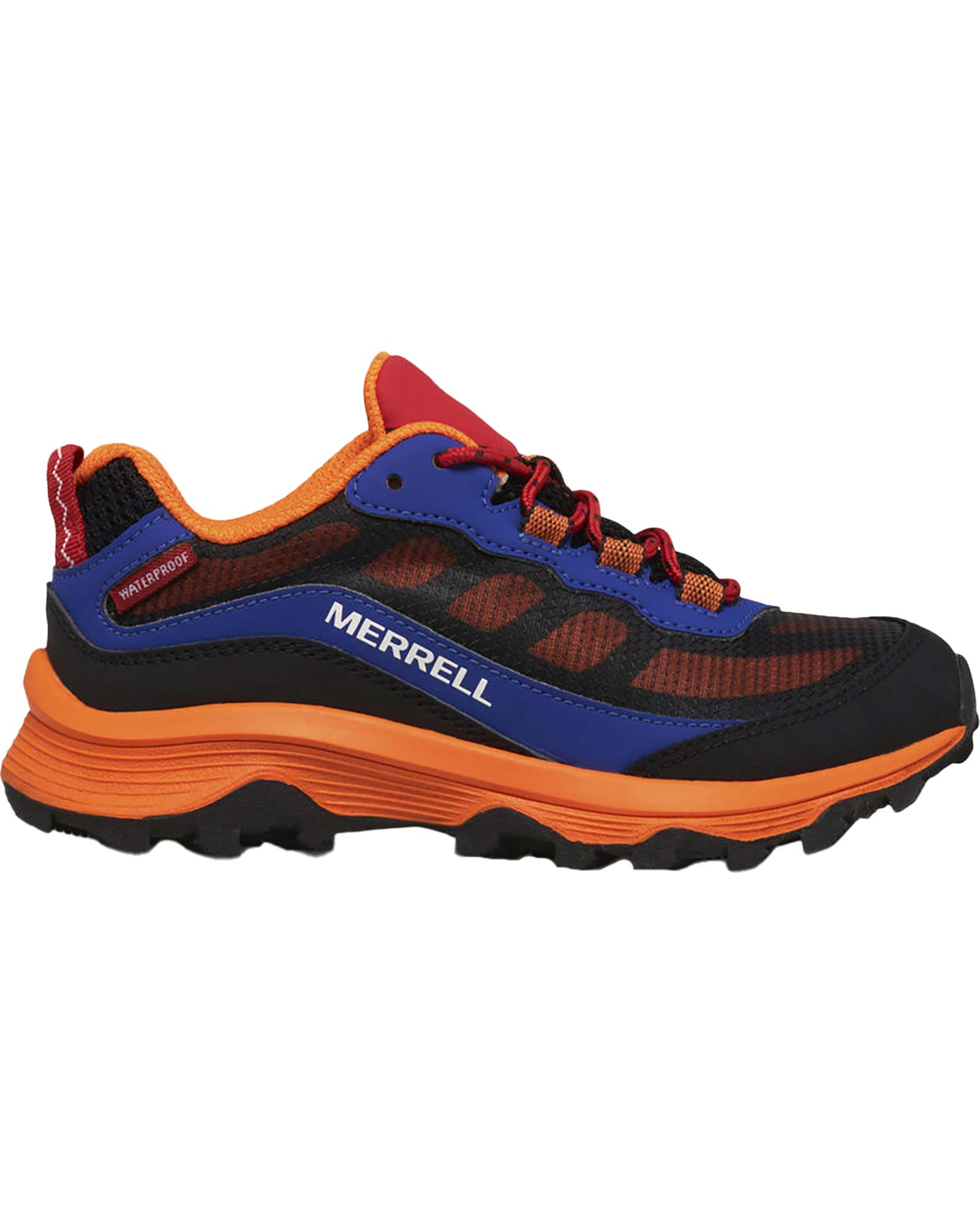 Merrell Moab Speed Laces Kids’ Waterproof Shoes - Blue/Black/Orange UK 5