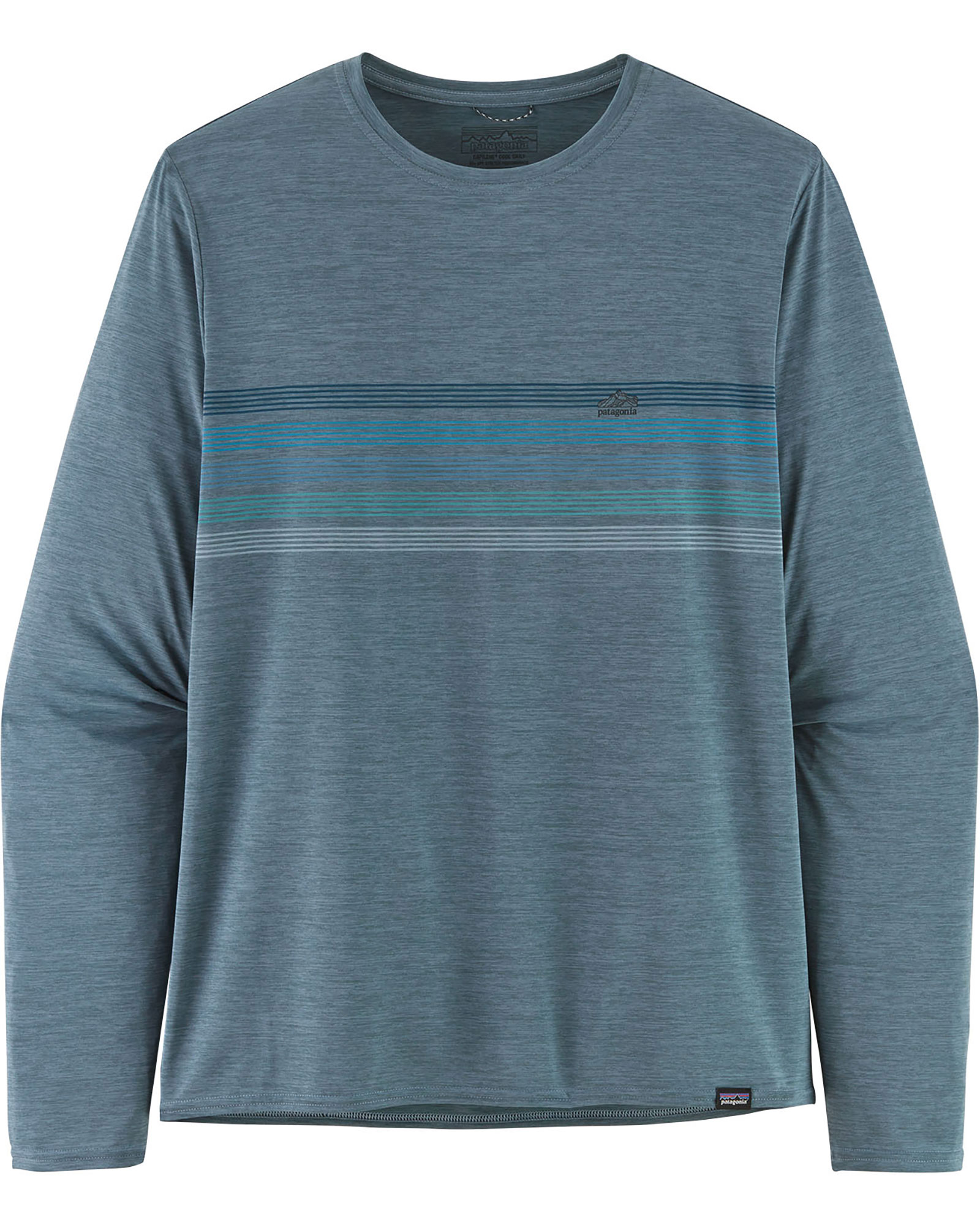 Patagonia Long Sleeve Cap Cool Daily Graphic Men’s T Shirt - Light Plume Grey/ Line Logo S