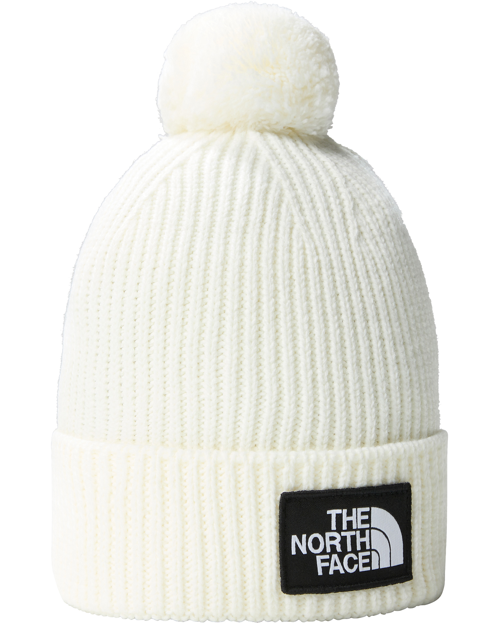 The North Face Logo Box Pom Beanie - Gardenia White