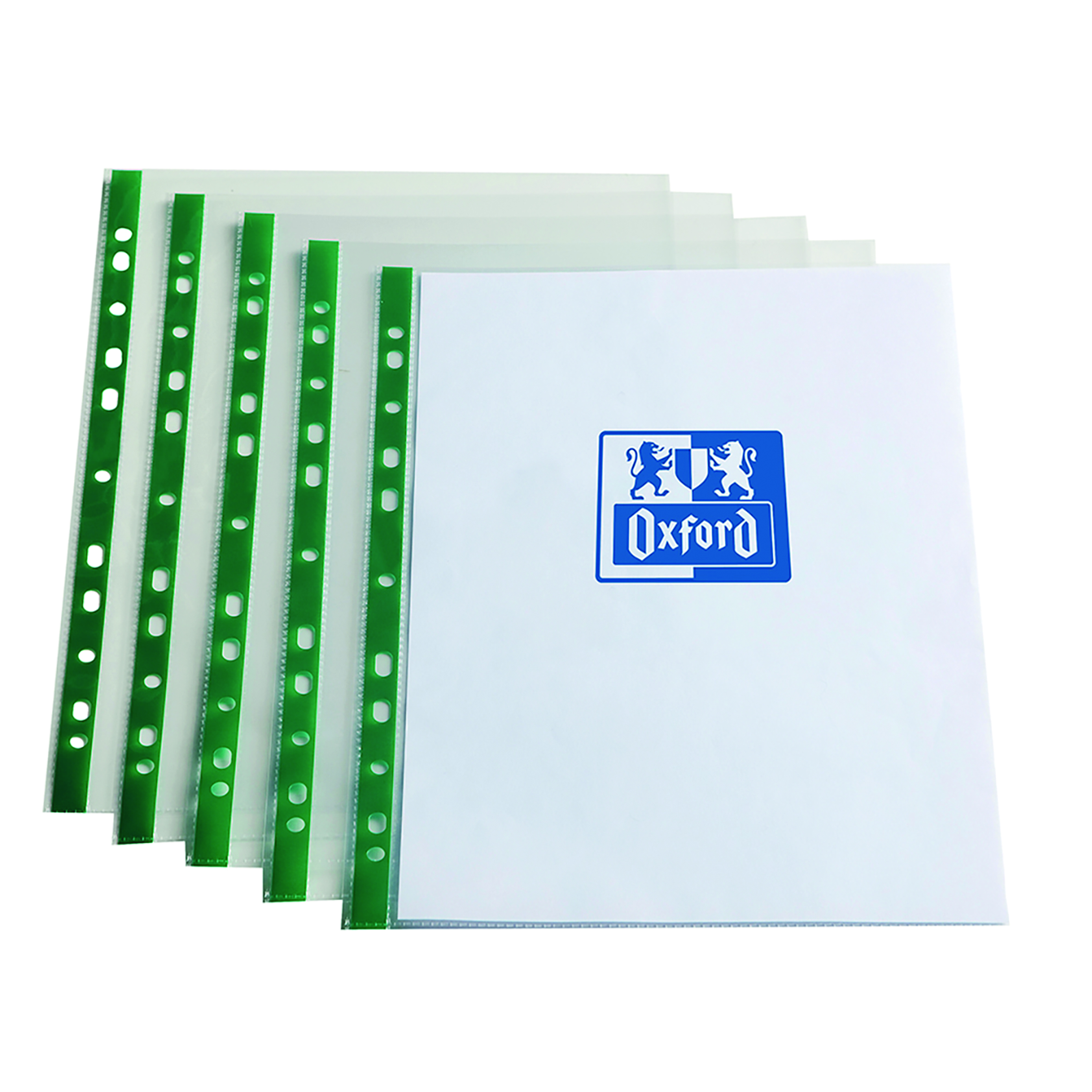 Oxford+Punch+Pocket+Green+Spine+A4+Clear+%28100+Pack%29+400002137