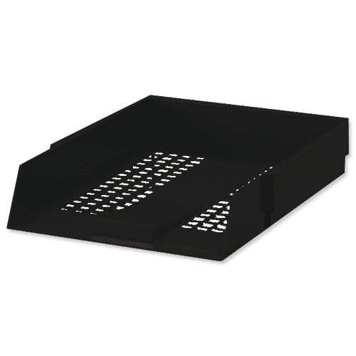 5+Star+Office+Letter+Tray+High-impact+Polystyrene+Foolscap+Black